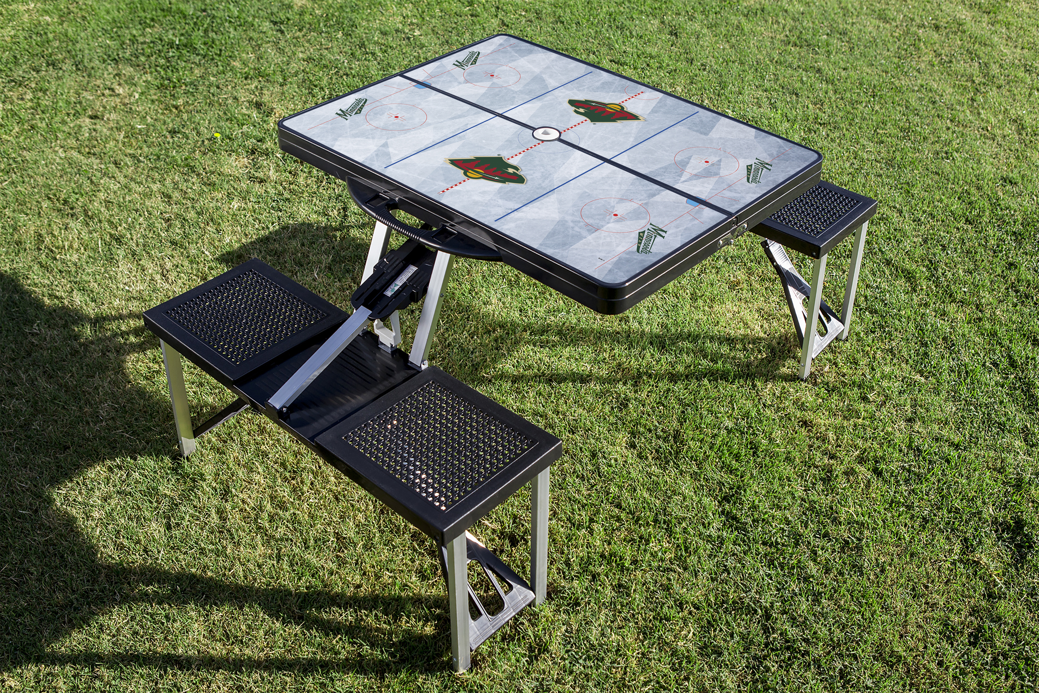 Minnesota Wild Hockey Rink - Picnic Table Portable Folding Table with Seats