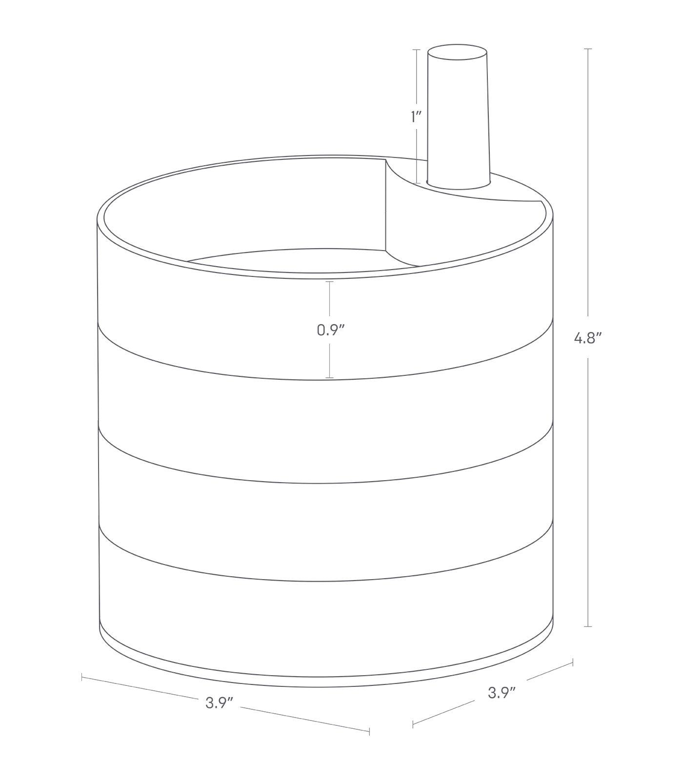 Dimension image for Stacked Jewelry Organizer showing total height of 4.8