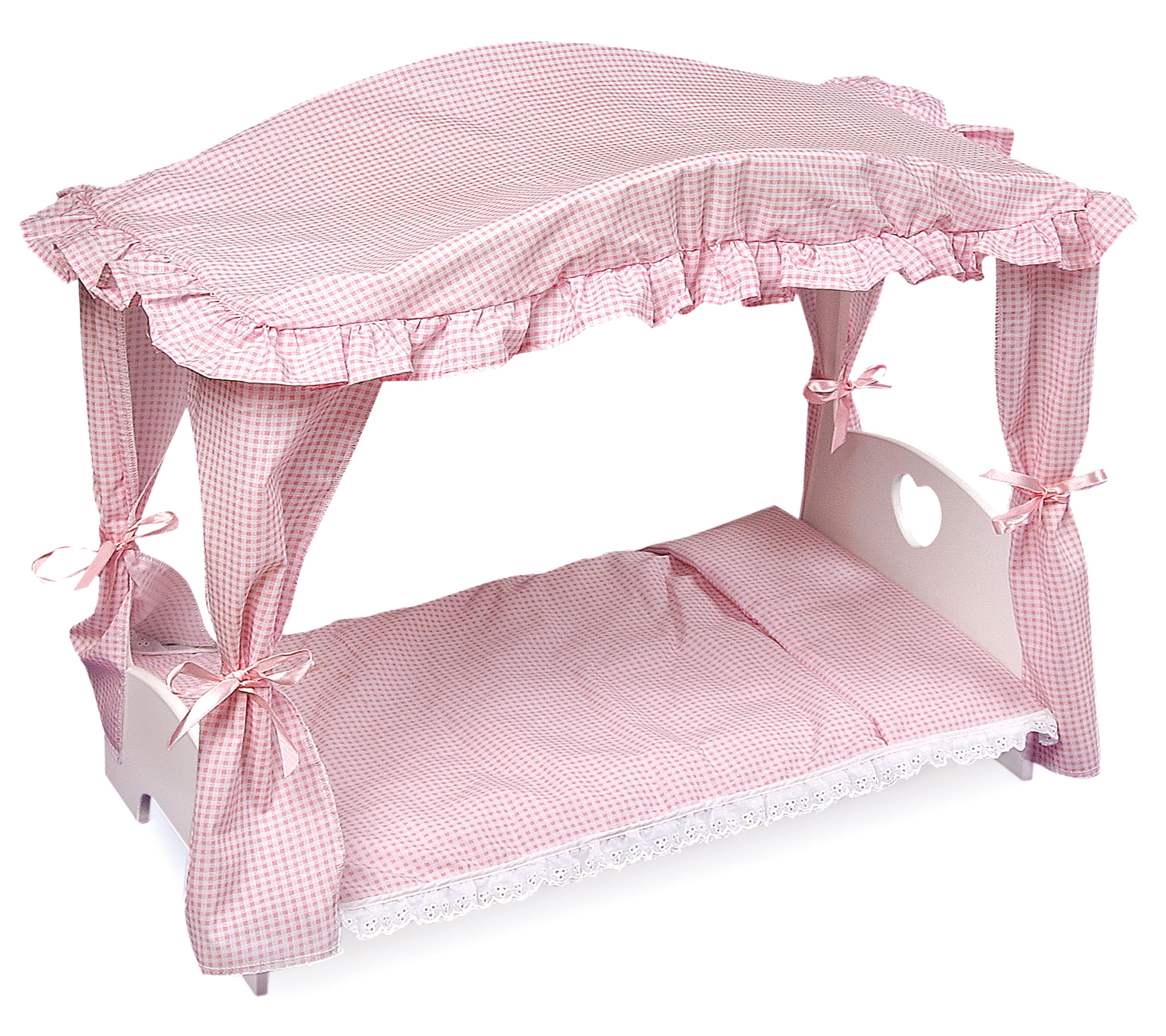 Canopy Doll Bed with Bedding - White/Pink