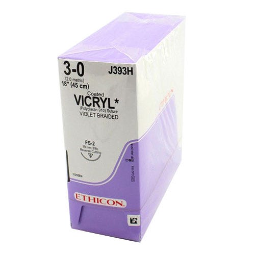 VICRYL® Violet Braided & Coated Suture, 3-0, FS-2, Reverse Cutting, 18" - 36/Box
