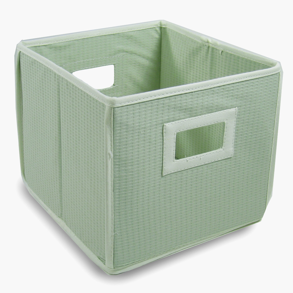 Folding Basket/Storage Cube - Sage Waffle