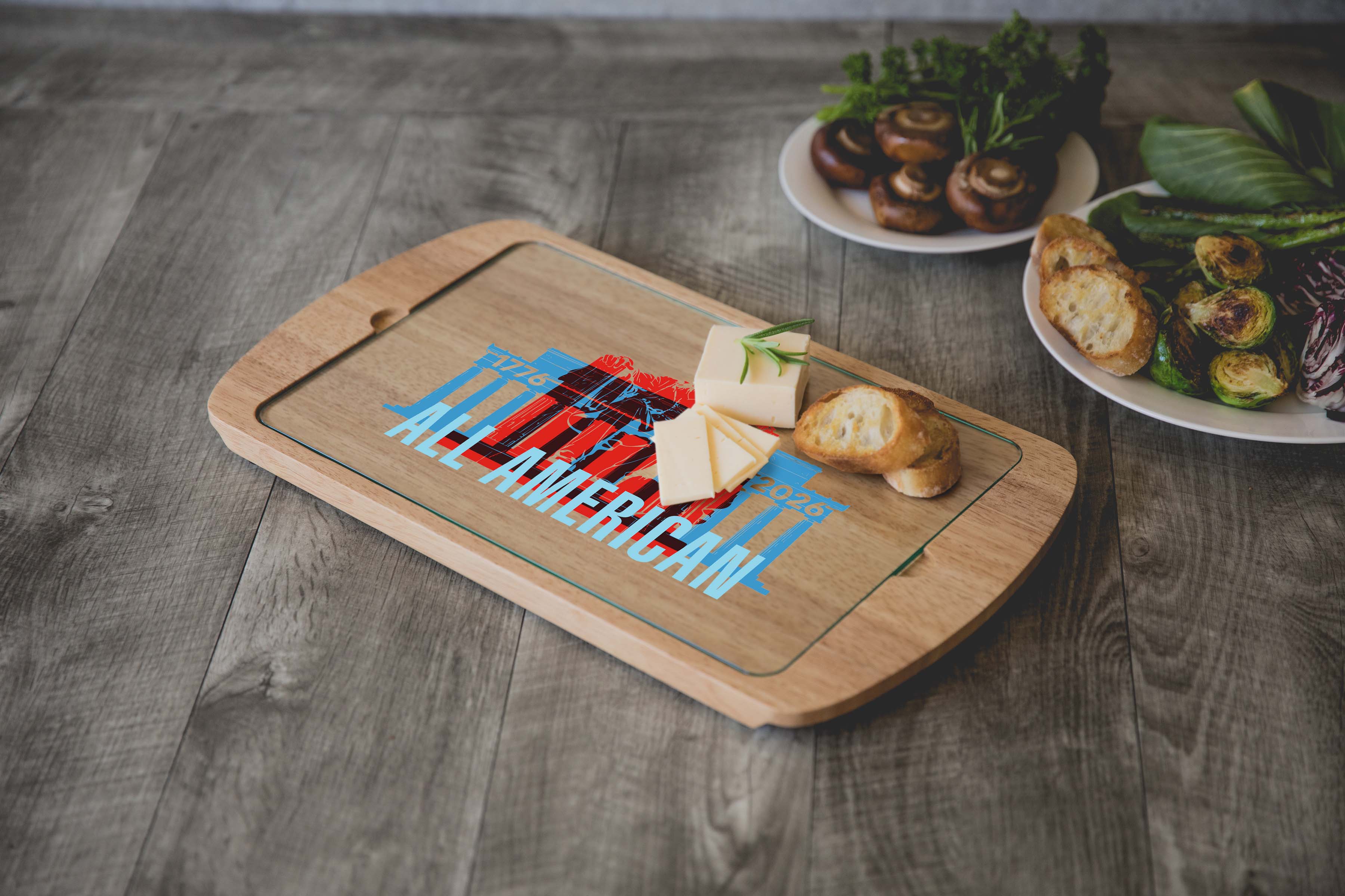 America250 All American - Billboard Glass Top Serving Tray