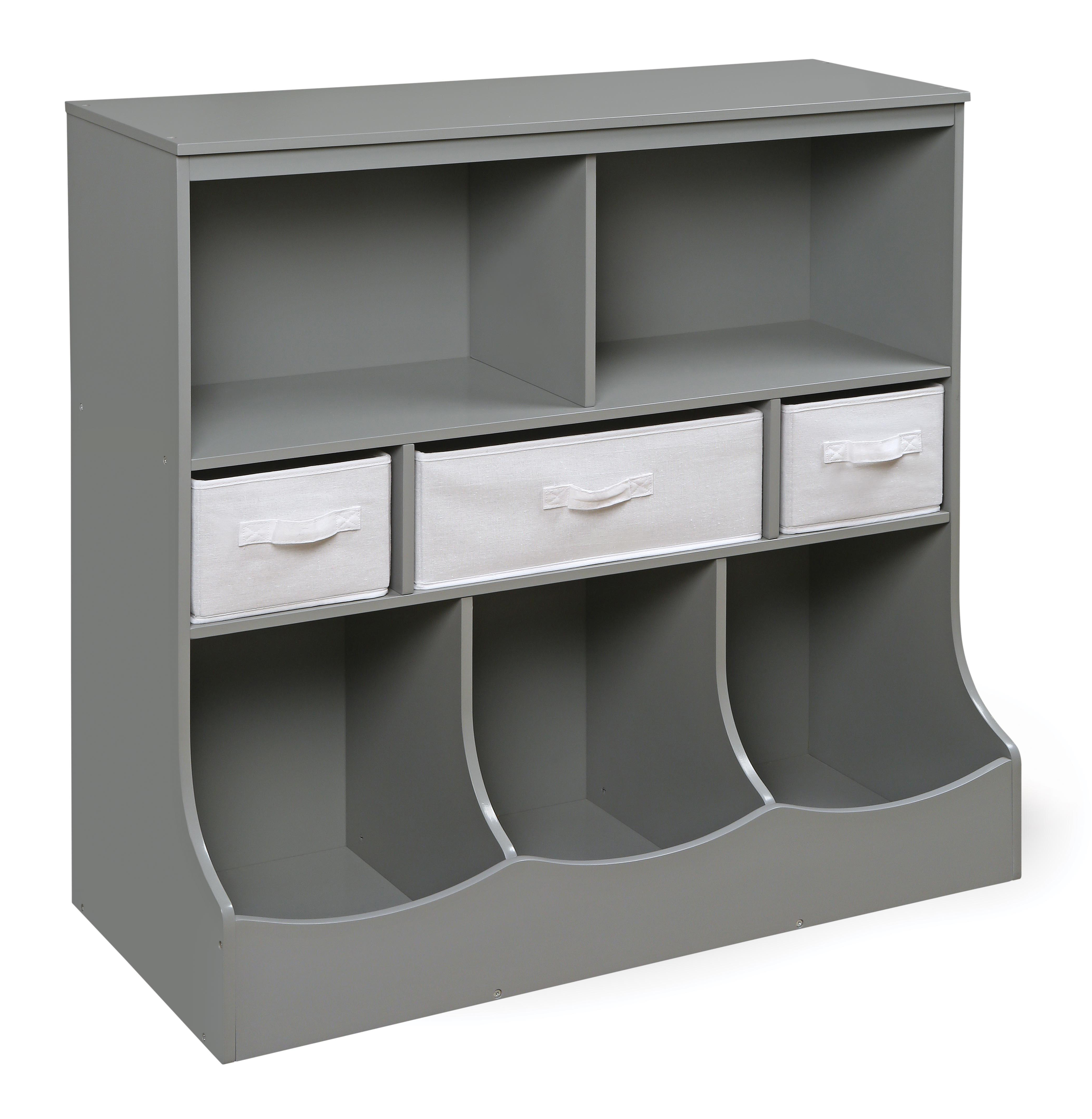 Combo Bin Storage Unit with Three Baskets - Gray