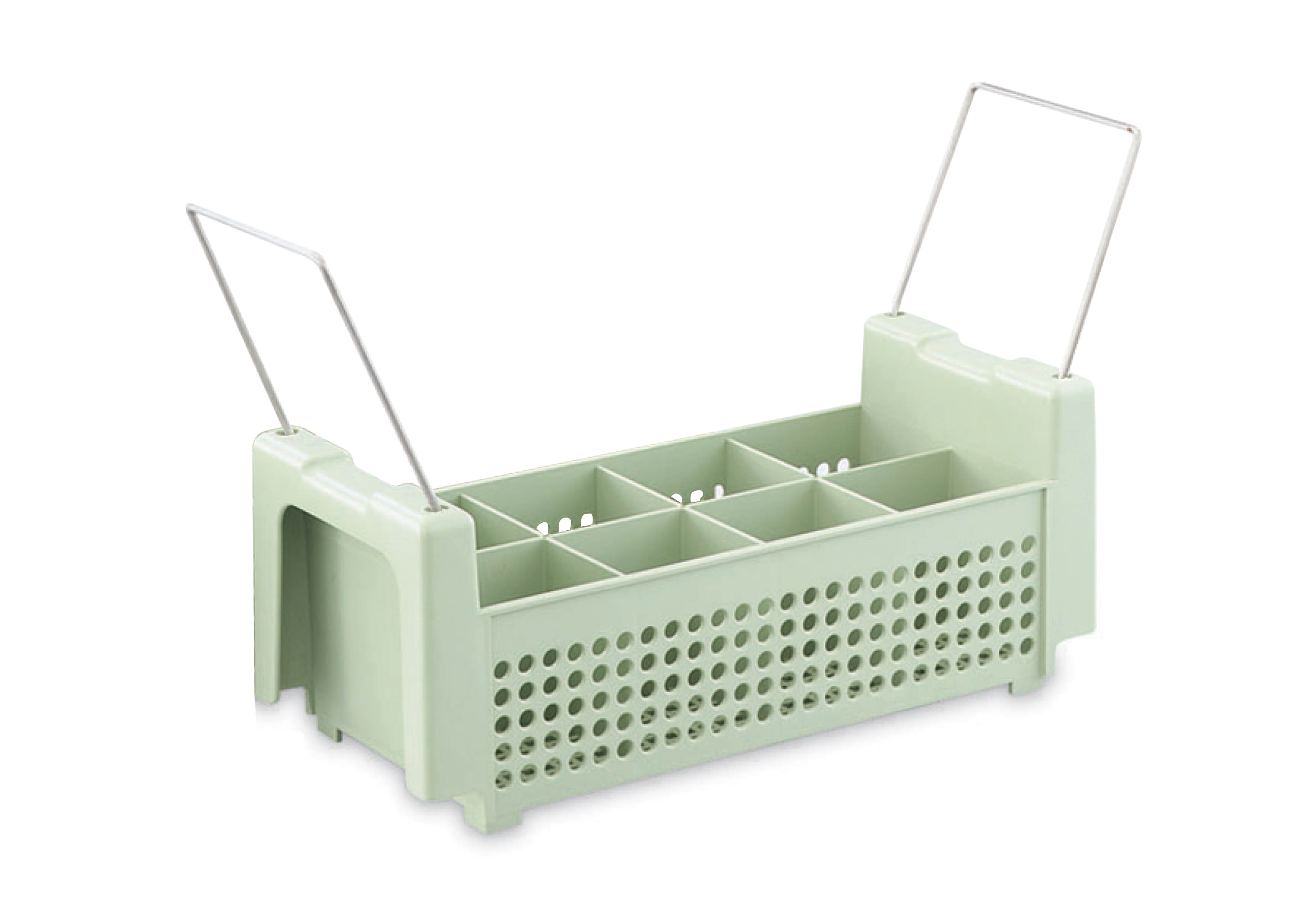 52641 FLATWARE RACK 8 COMP W/HANDLES GREEN - EA