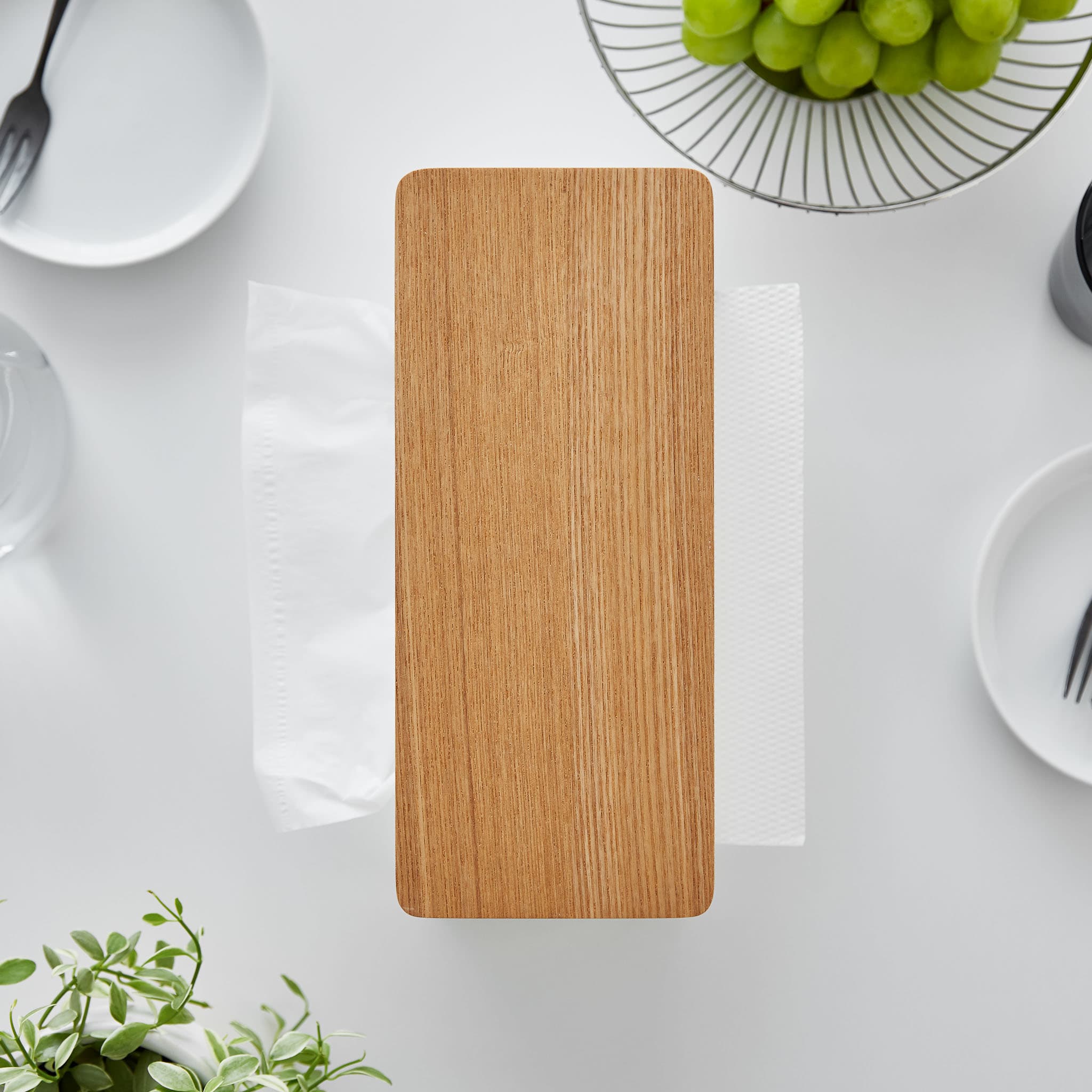 Double-Sided Tissue Case : Stylish Wooden Lid