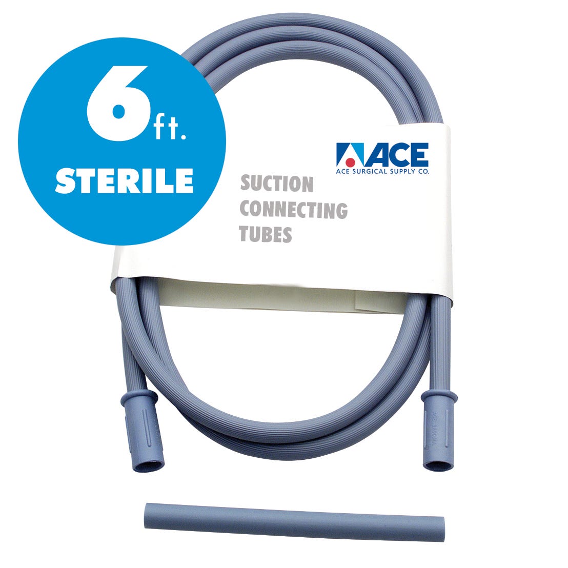 ACE Suction Connection Tubing Sterile - Opaque Blue with Adapter, 6' long - 20/Case