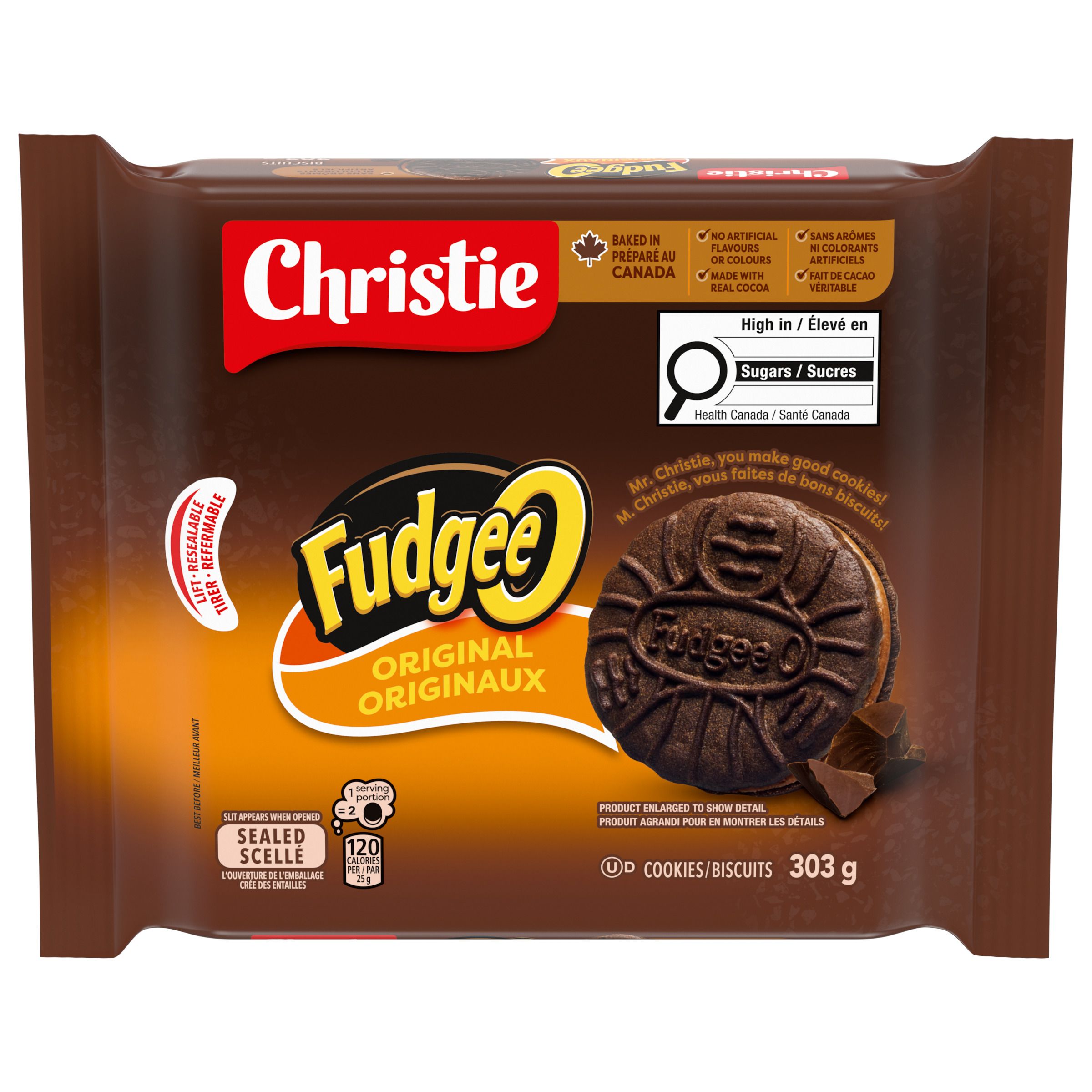 Fudgee-O Chocolatey Creme Filled Sandwich Cookies 303G-thumbnail-1