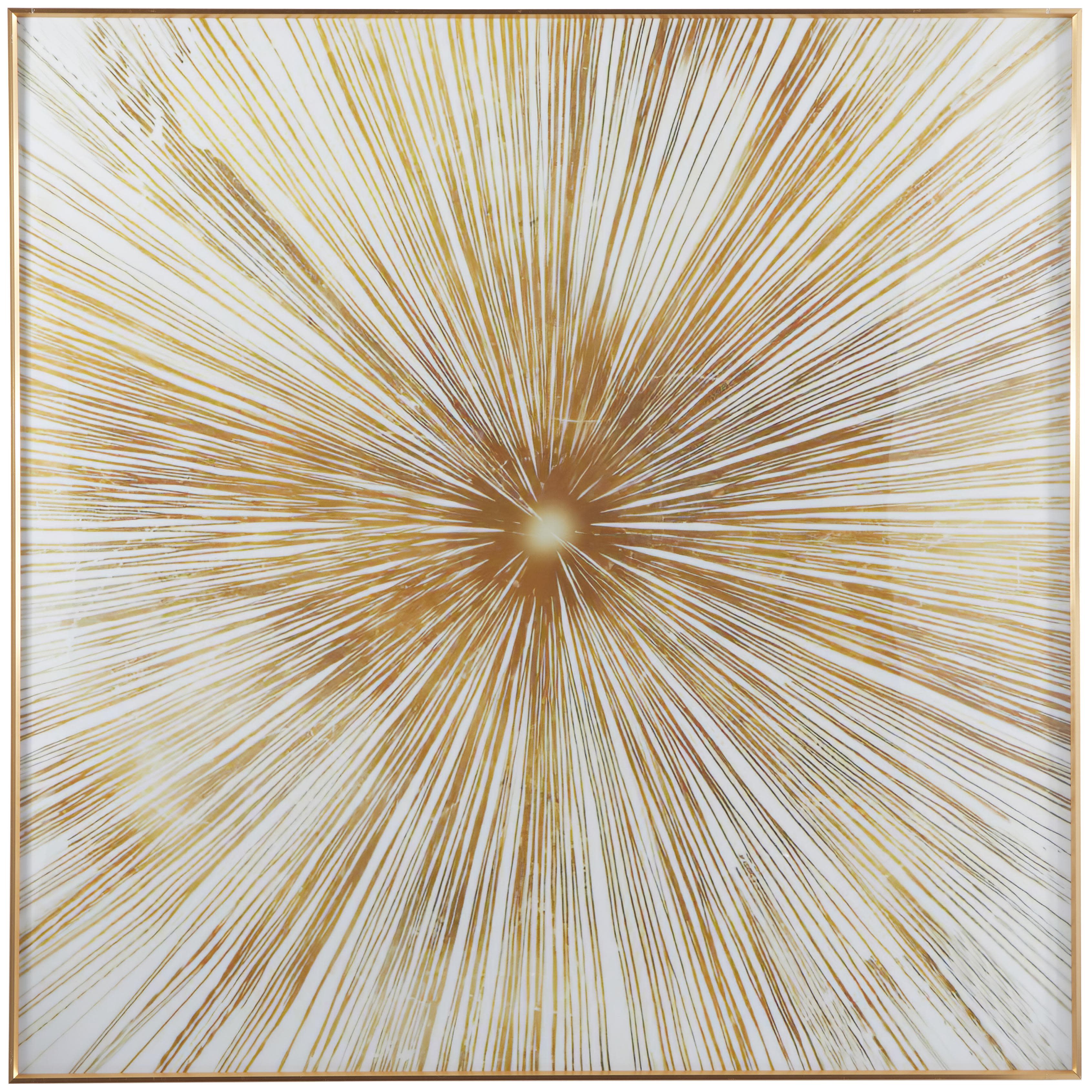 CosmoLiving by Cosmopolitan Gold Porcelain Ceramic Starburst Radial Living Room Wall Decor with Gold Aluminum Frame, 40" x 2" x 40"