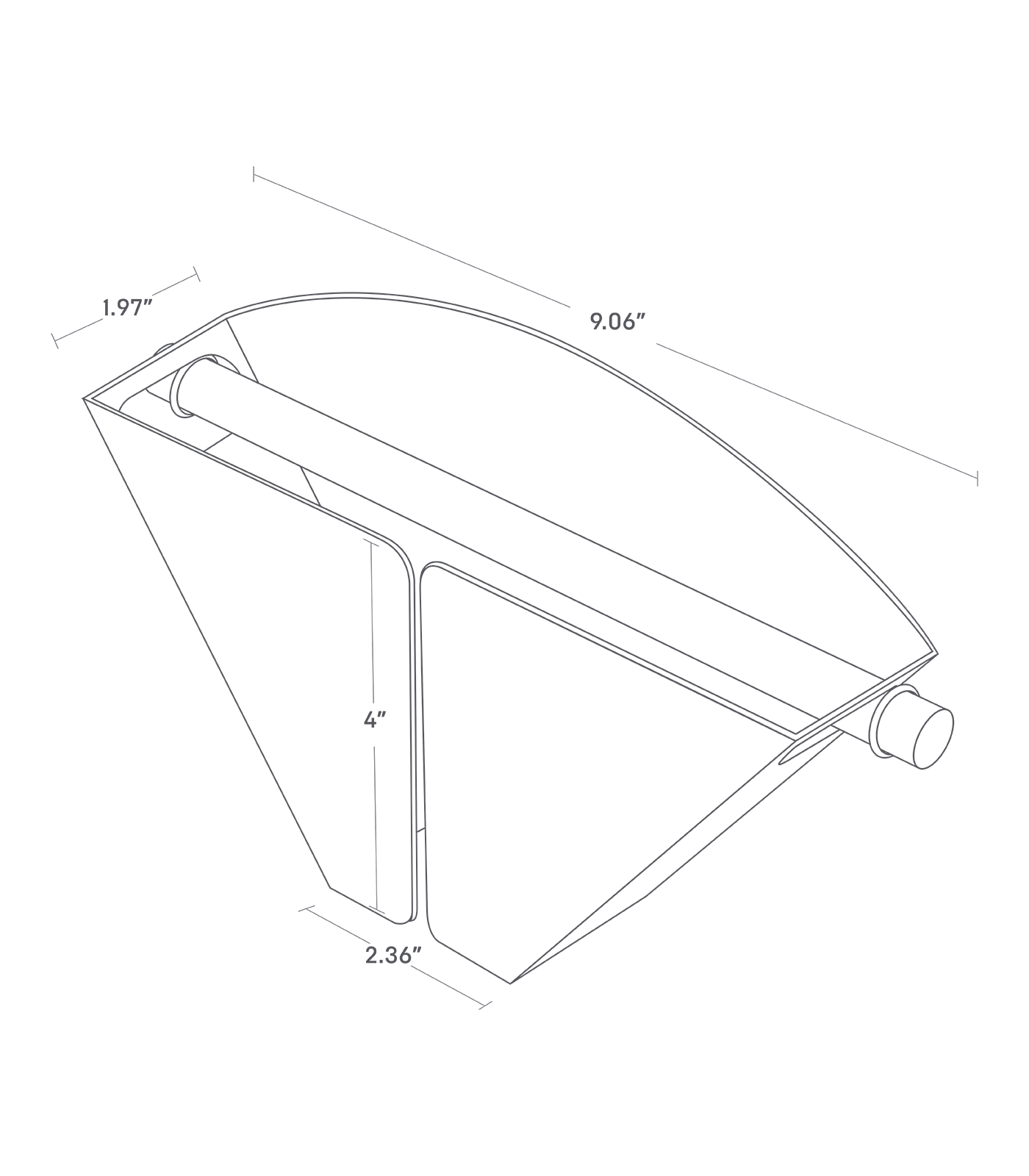 Dimension image for Magnetic Coffee Filter Case - Size 04 on a white background including dimensions  L 1.97 x W 9.06 x H 5.31 inches