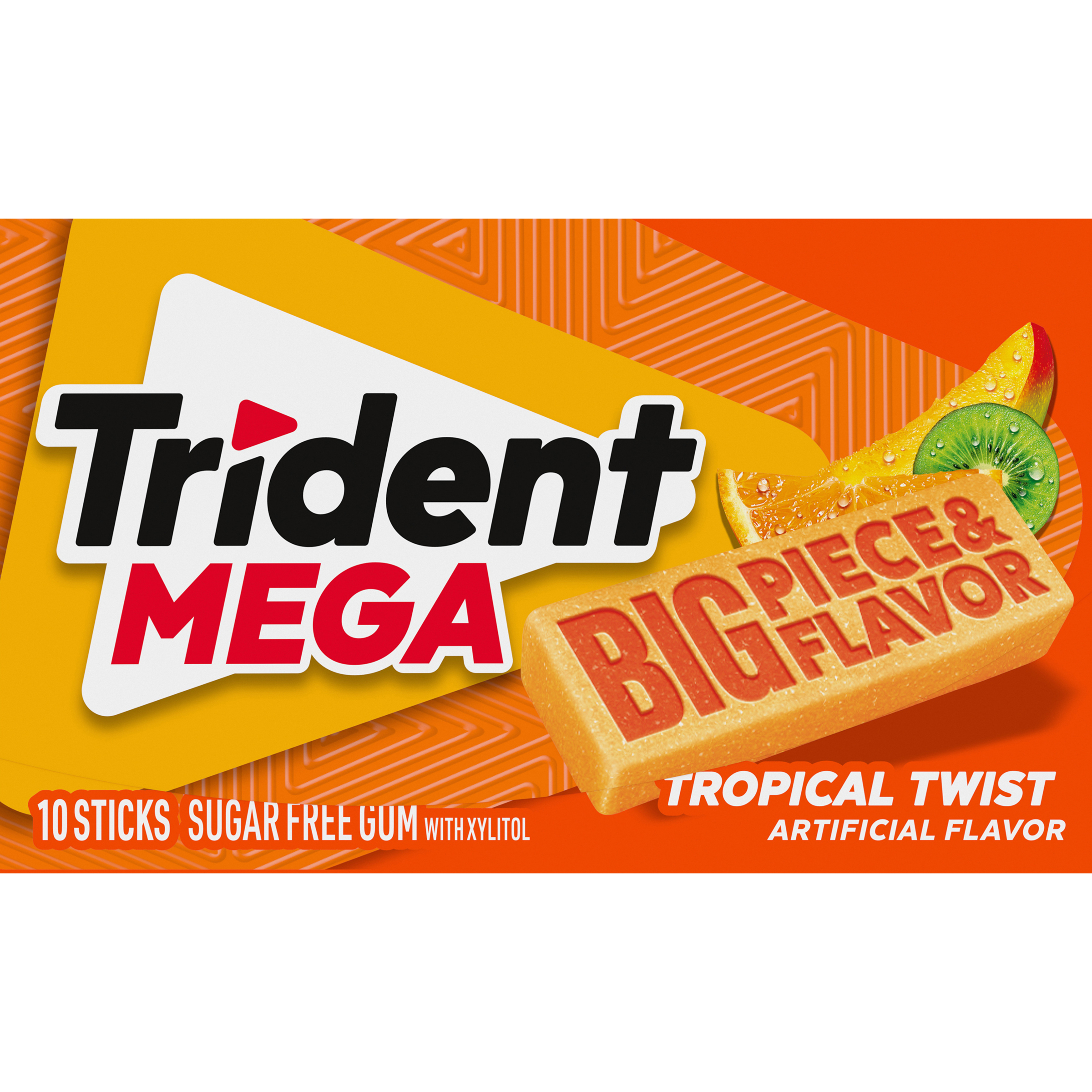 Trident Mega Tropical Twist Sugar Free Gum, 10 Pieces-thumbnail-1