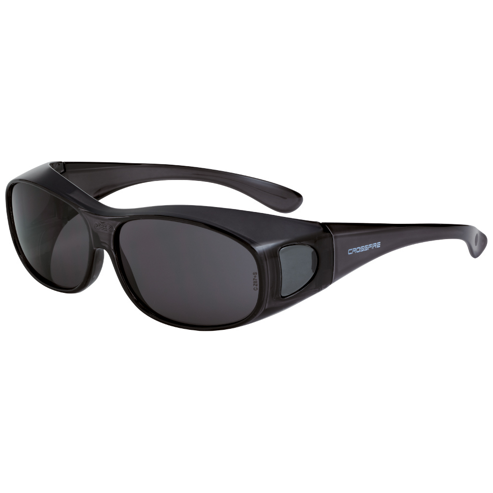 OG3 Over the Glass Safety Eyewear - Crystal Black Frame - Smoke Lens - Large