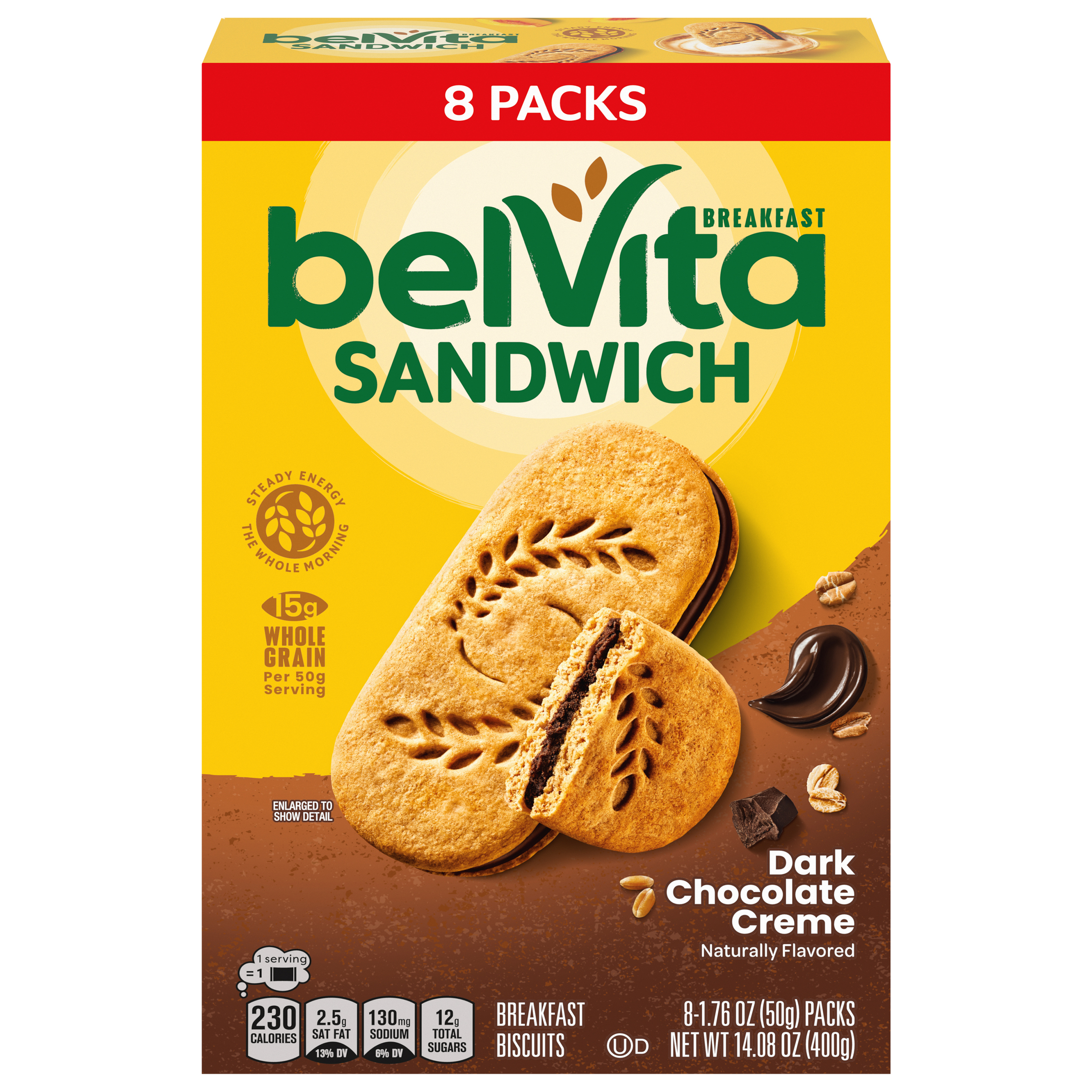 BELVITA Sandwich Breakfast Sandwich Dark Chocolate Creme Breakfast Biscuits 14.08 OZ
