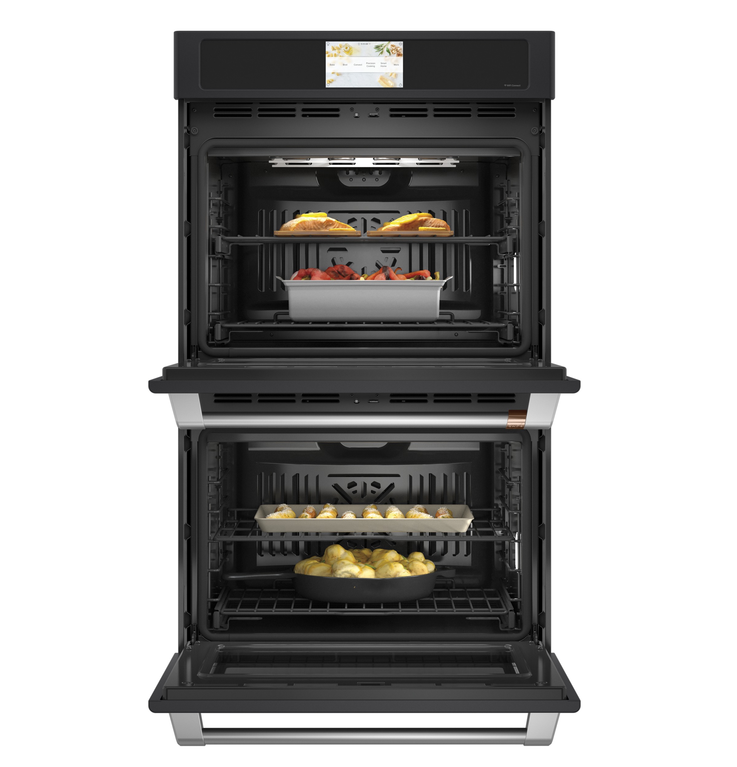 30" Width — Dbl Elec — Slf & Stm Cln — Conv (Both) — 7" Full-Clr Tch LCD Scrn — 4x Roller Rck, Meat Prb — Prec Ckg, Hot-Air Fry, Stm-Assist — Connectable via built-in WiFi — Est Drop Date = JUN-26 view 3