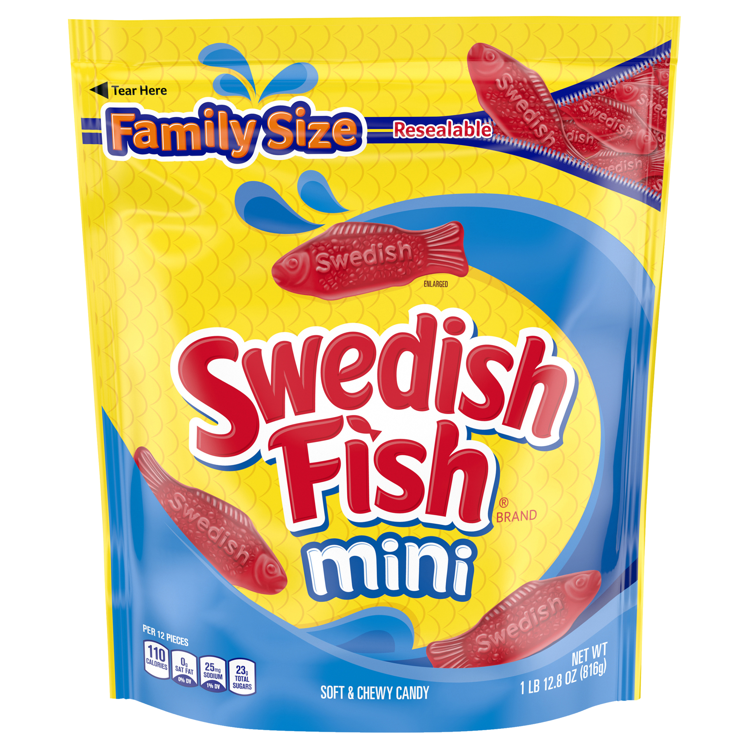SWEDISH FISH Mini Soft & Chewy Candy, Family Size, 1.8 lb