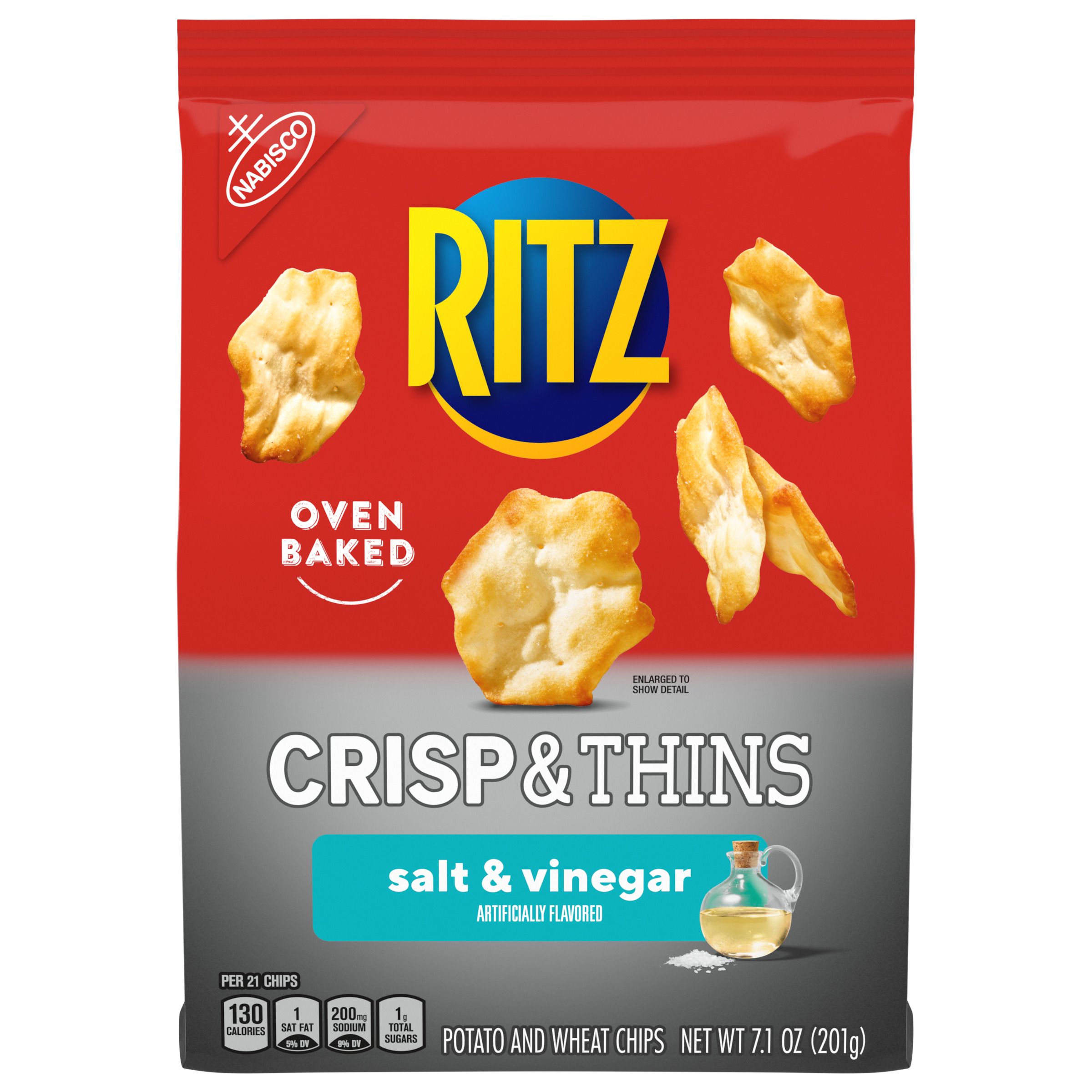 RITZ Crisp and Thins Salt and Vinegar Chips, 7.1 oz-0