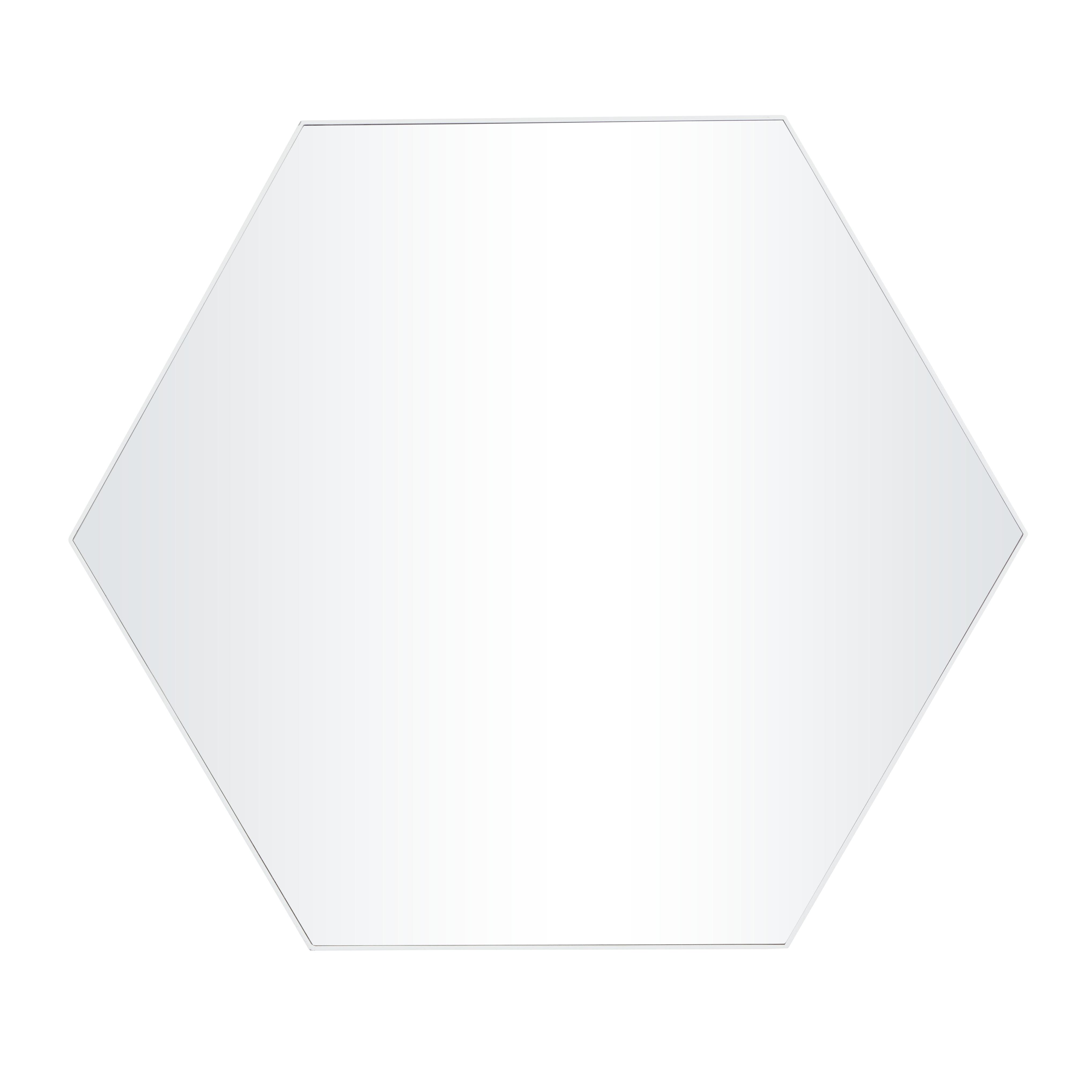 White Wooden  Hexagon Room Wall Mirror with Thin Minimalistic Frame, 40" x 2" x 35"