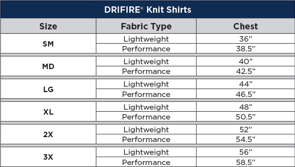 Sizing Chart