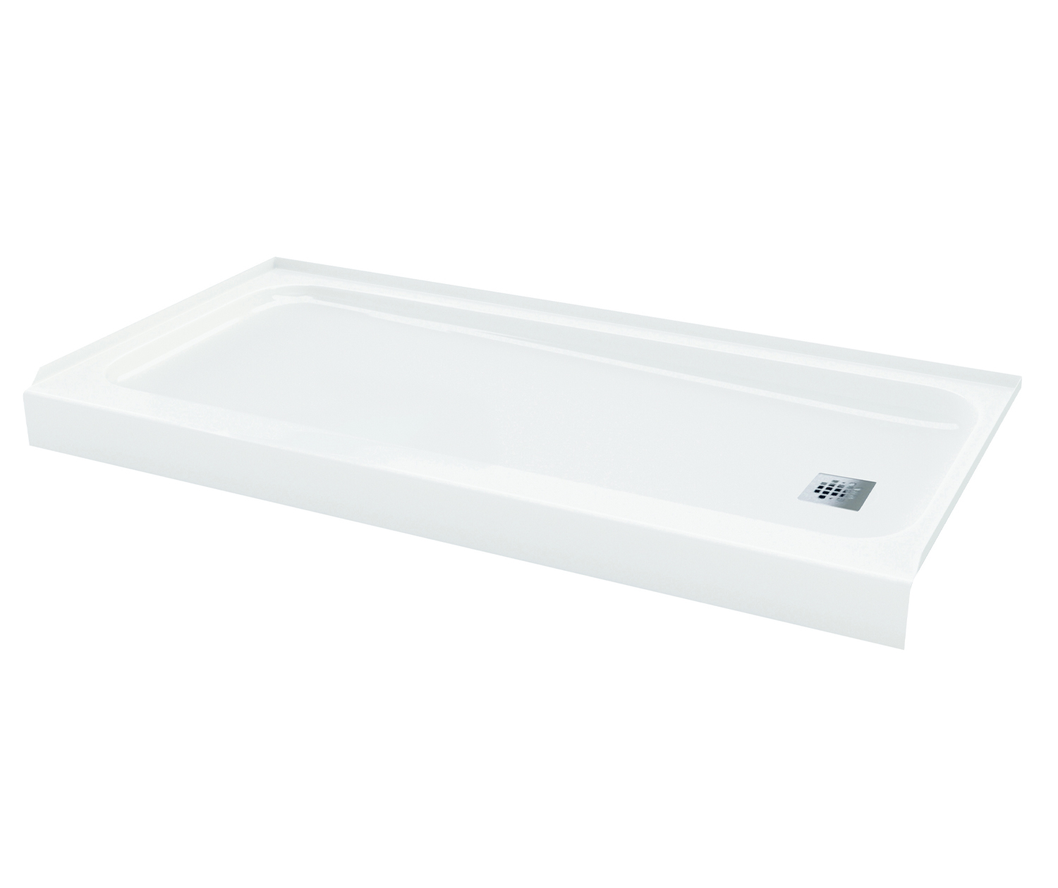 Showercast Porcelain Enamel Alcove Shower Base In Square In Chrome view 2