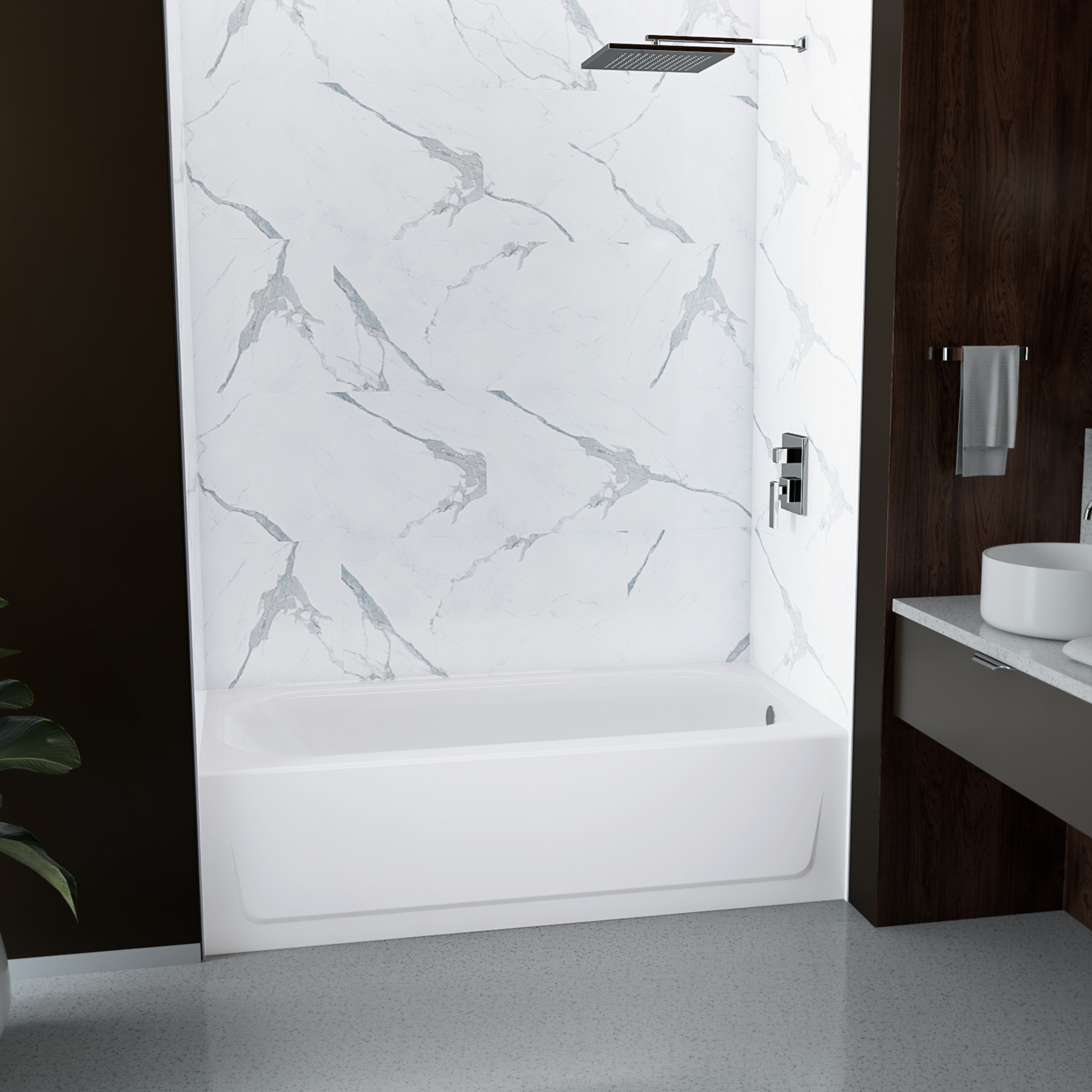 Maui Plus 6032 Right Drain Alcove Bathtub in White view 11