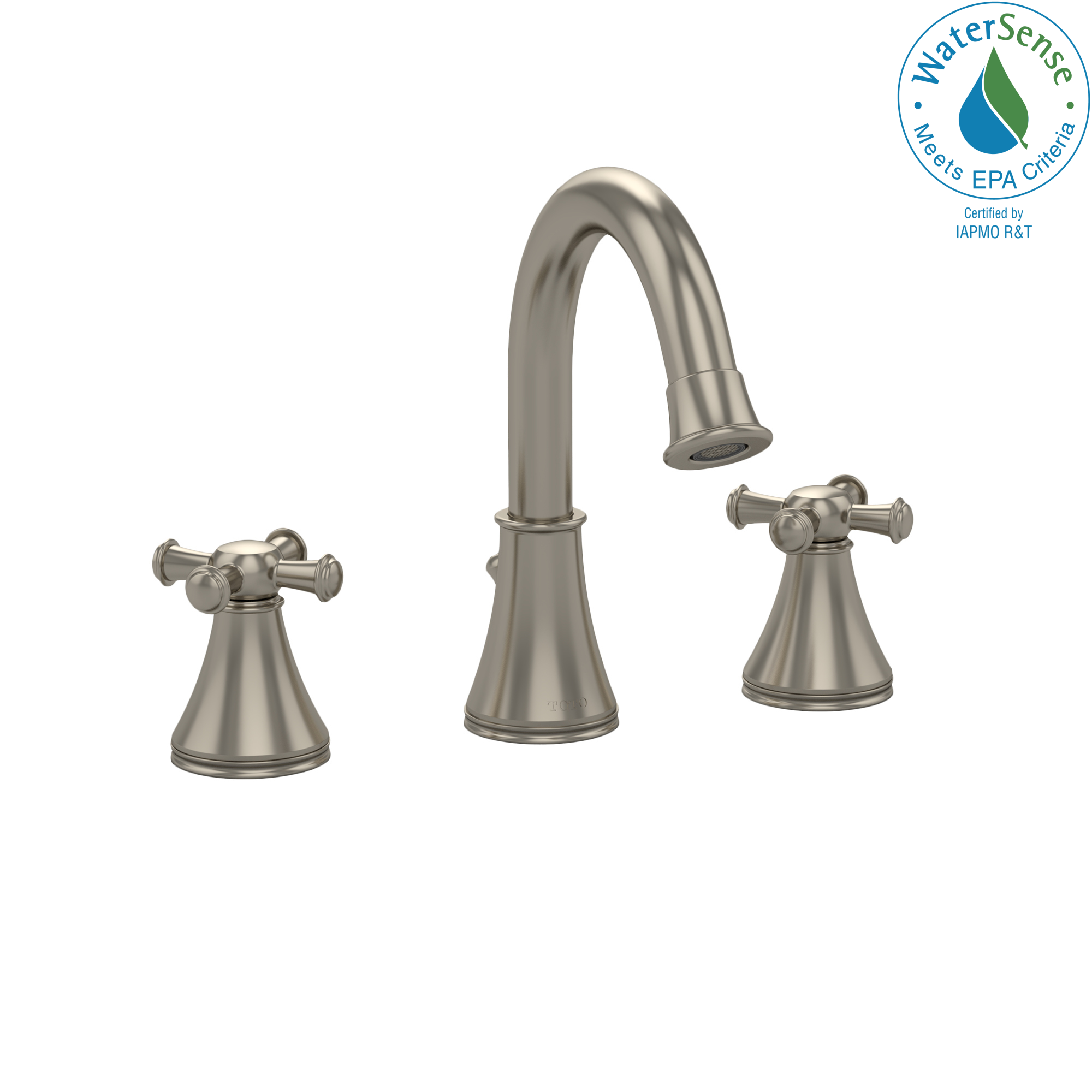 TOTO Vivian Alta Two Cross Handle Widespread 1.2 GPM Bathroom Sink Faucet, Brushed Nickel, Brass, TL220DDH12#BN