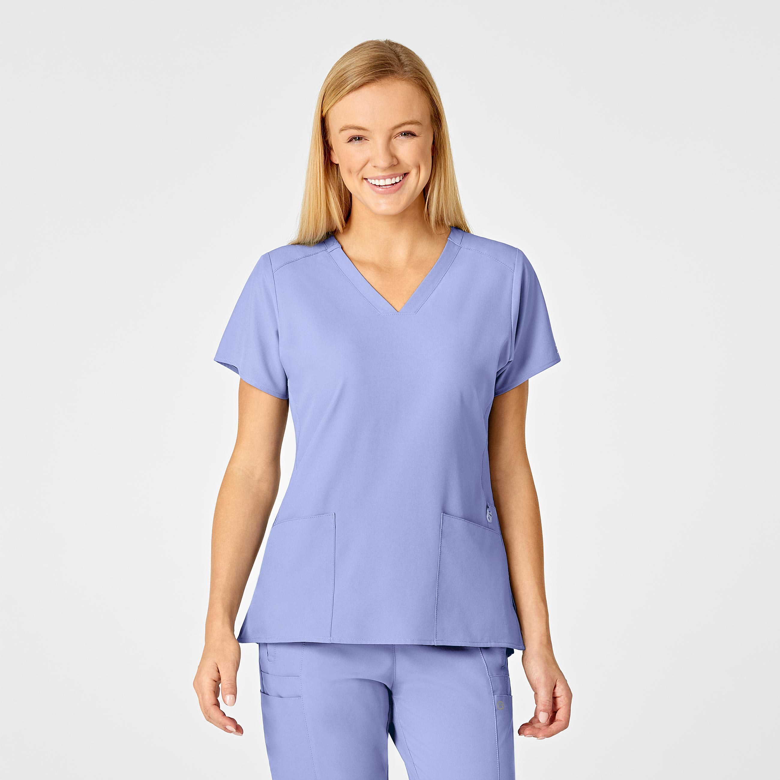 W123 Women‘s Flex Back Stylized V-Neck Scrub Top-Wonder Wink