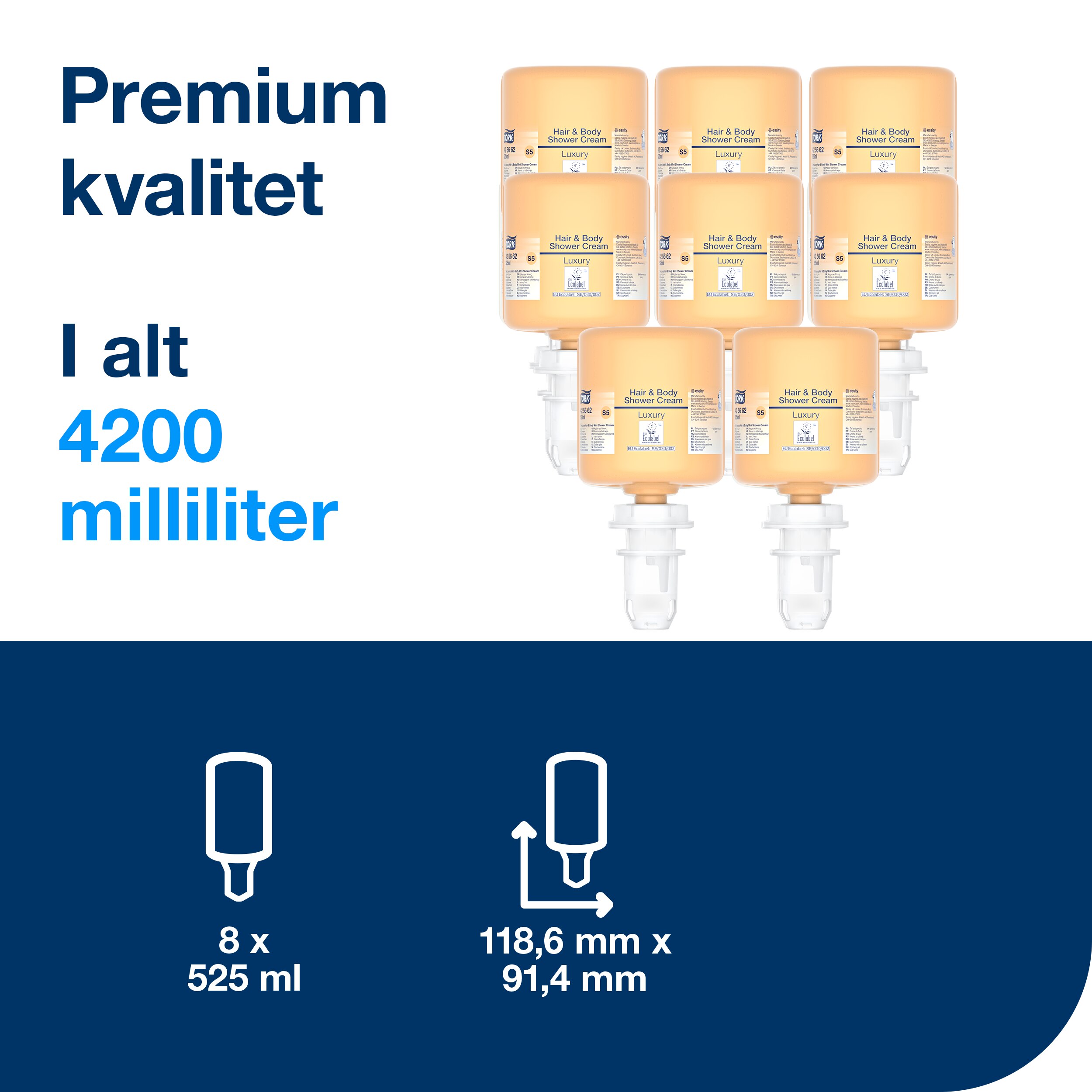 Shampo, Hår Krop, Refill, 525 ml, Tork Luksus S5