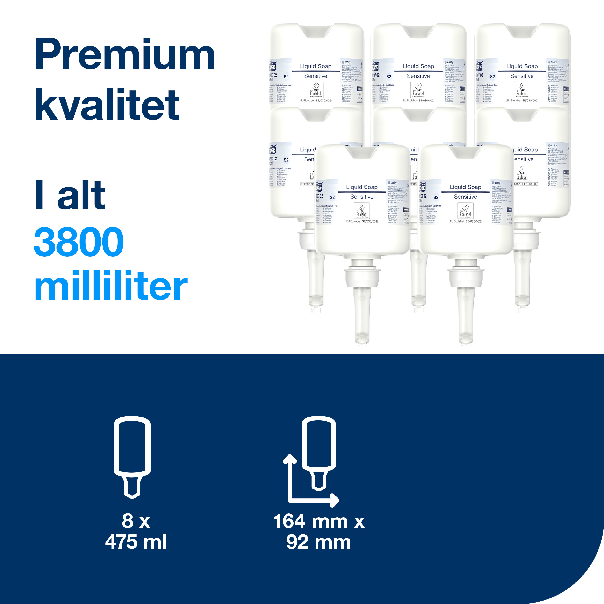 Håndsæbe, Flydende, Refill, 475 ml, Tork Premium S2