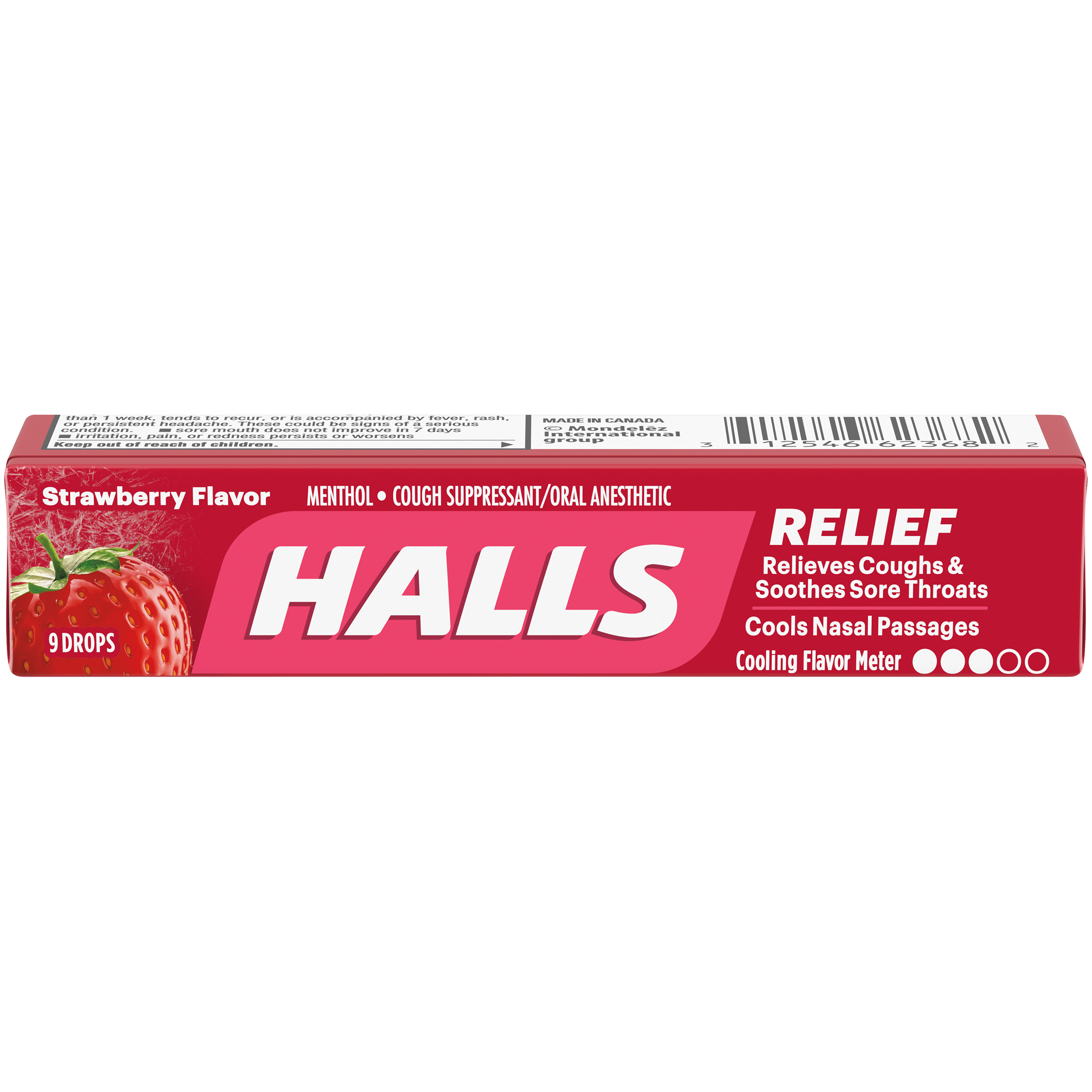 HALLS Strawberry Cough Drops Stick 9PCS 25x20
