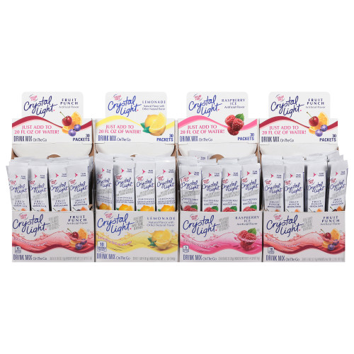  CRYSTAL LIGHT Sugar Free Variety Pack On-the-Go Mix, 30-0.15 oz Packets per Box (Pack of 4 Boxes) 