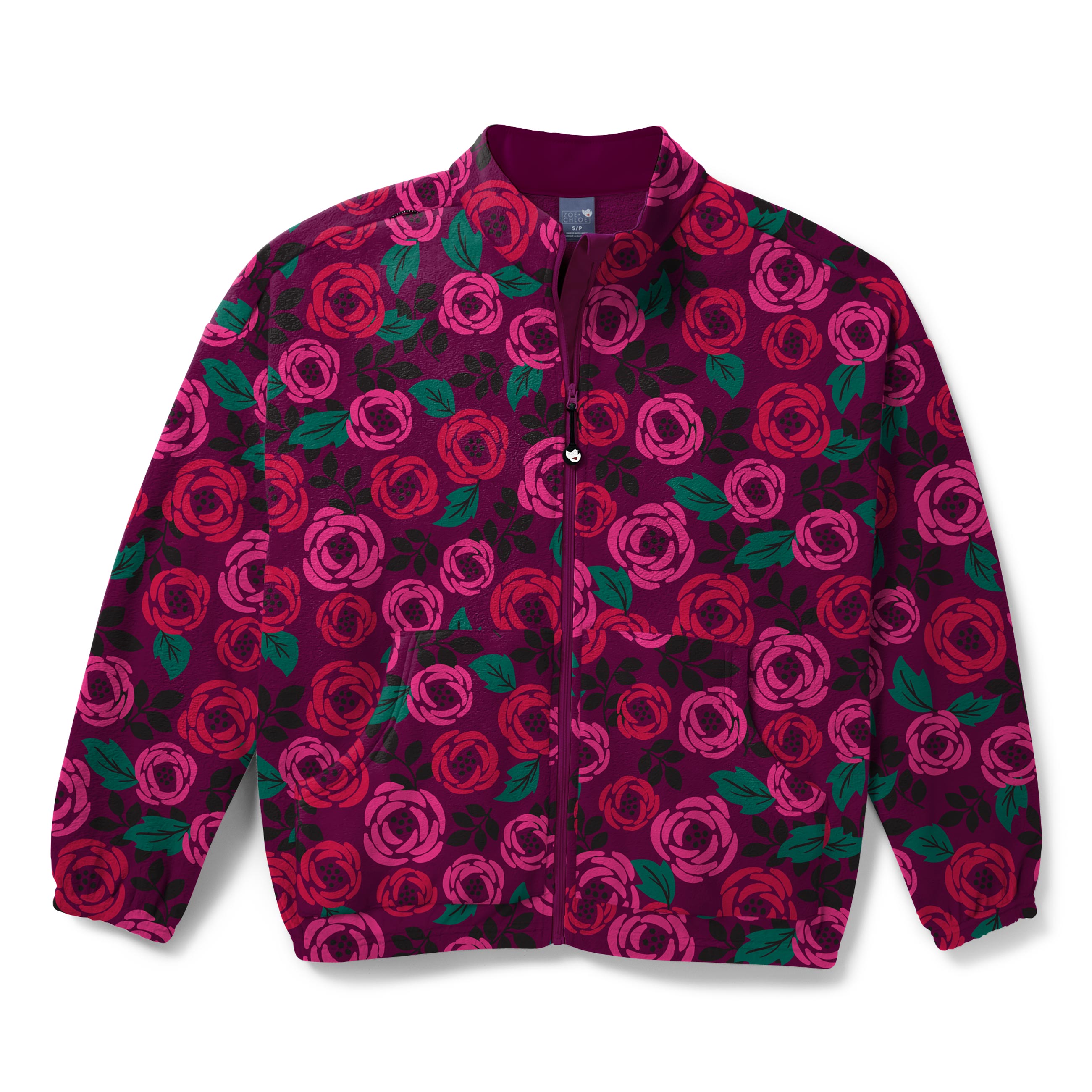 Zoe+Chloe Boxy Fit Printed Fleece Jacket-Zoe&#43;Chloe