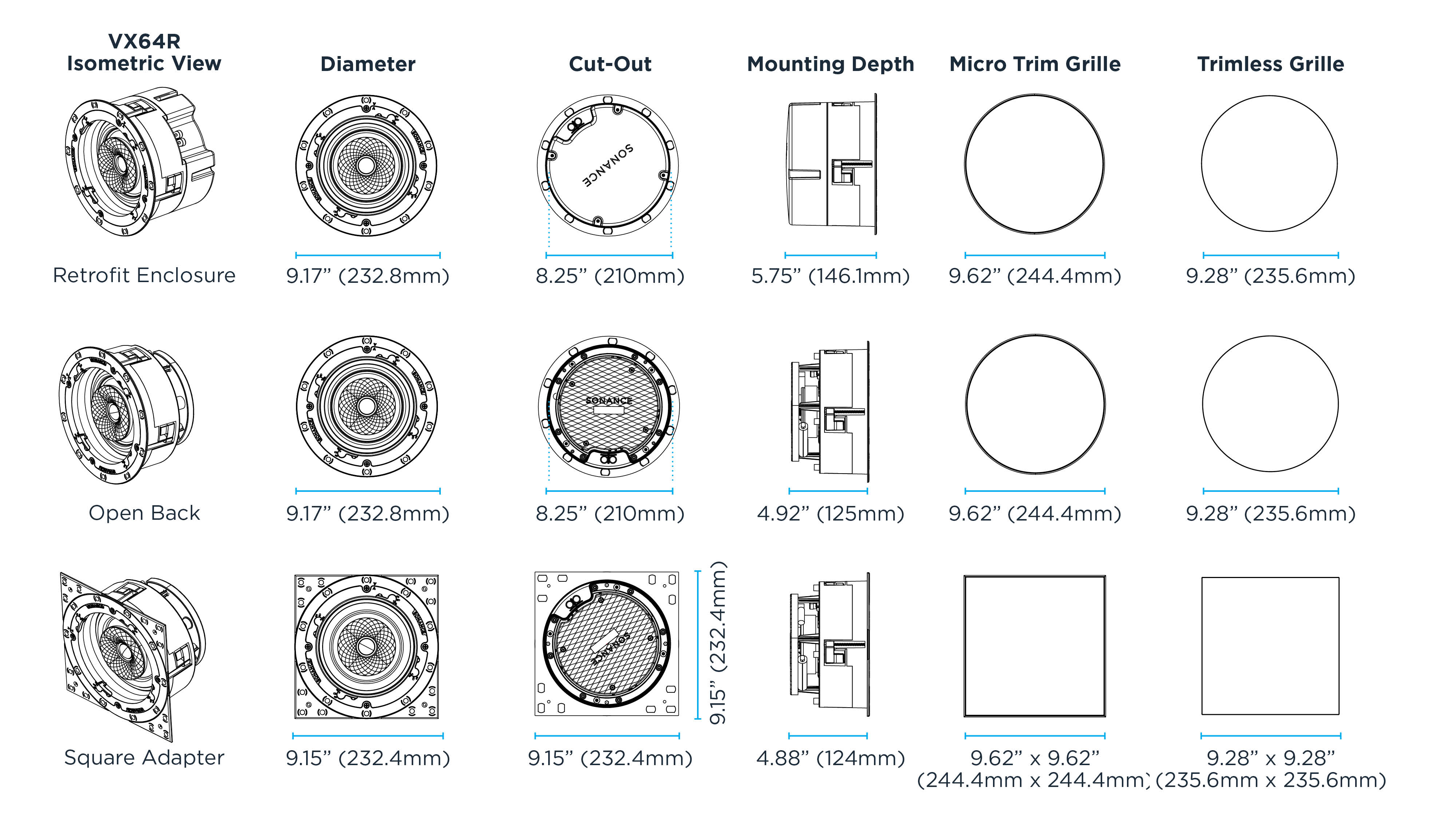 VX64R Dimensional Drawings