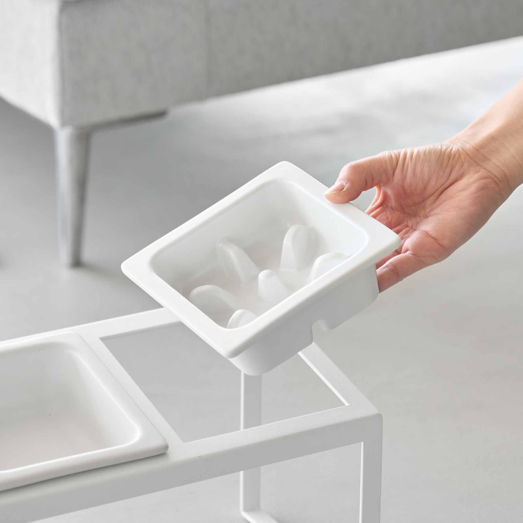 Angled Pet Food Bowls with Slow Feeder & Stand : Built-In Slow Feeder Bowl