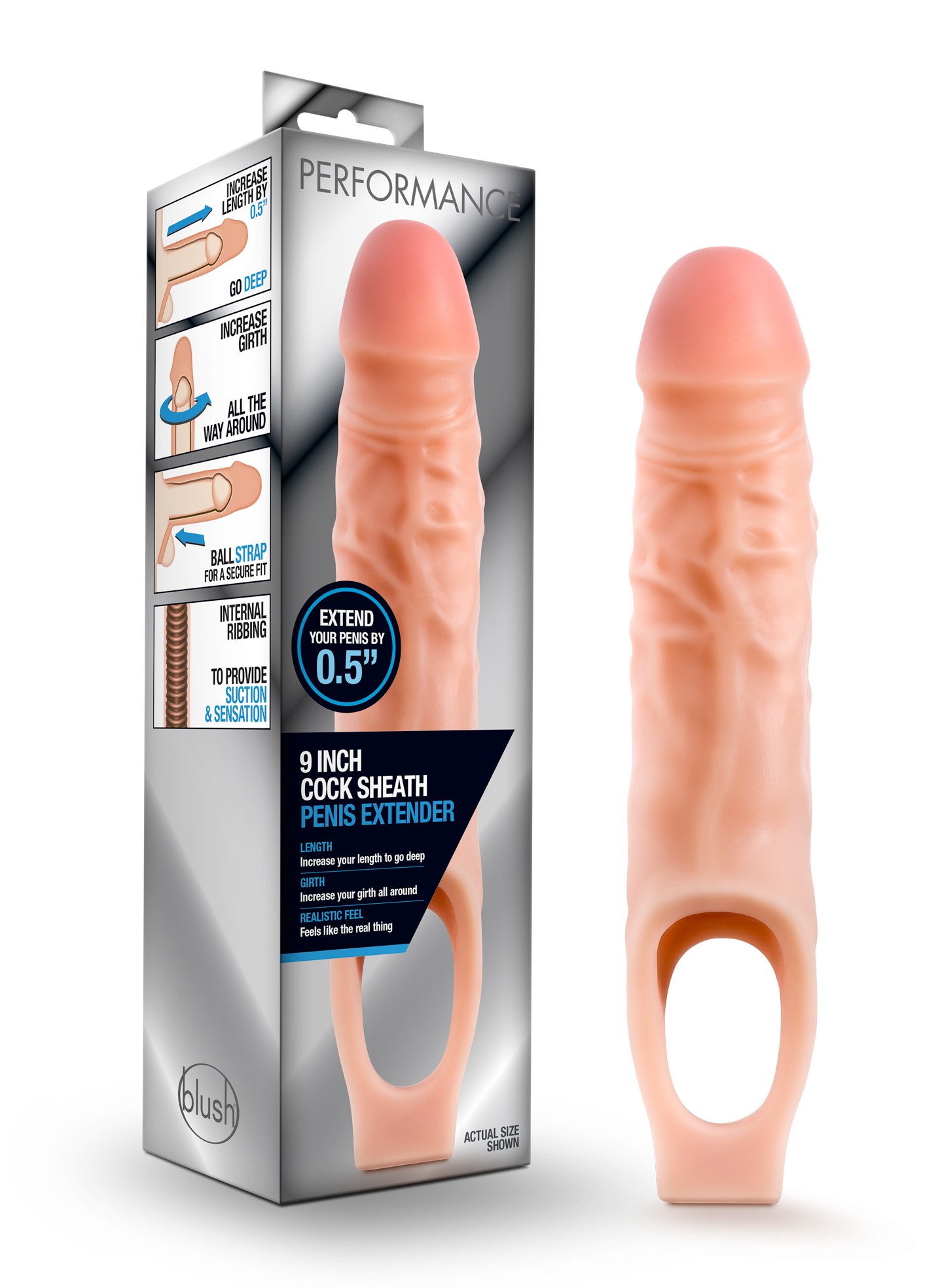 Blush Performance? / 0.5-Inch Penis Extender - Realistic Design with Secure Fit Strap