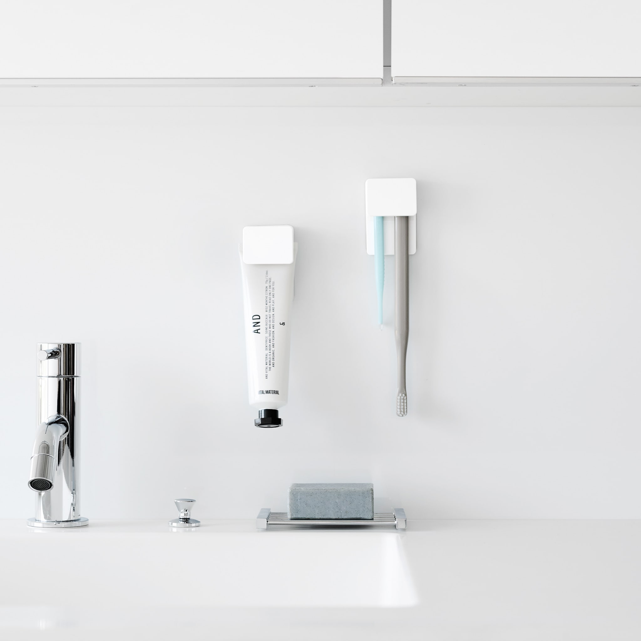 Film Hook Toothbrush & Toothpaste Holder (Set of 2) : Floating Storage