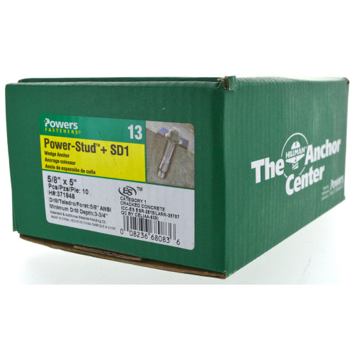 Zinc PowerStud+ SD1 Anchor 5/8" x 5"