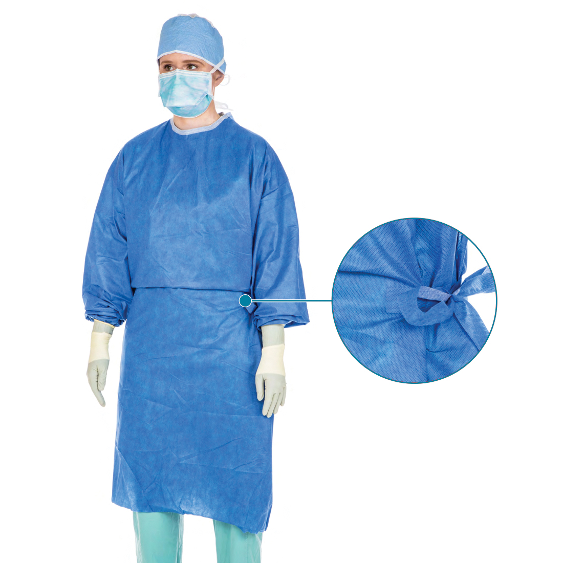 Gown Back Surgeon Large, Sterile, Level 3, Blue- 20/Case