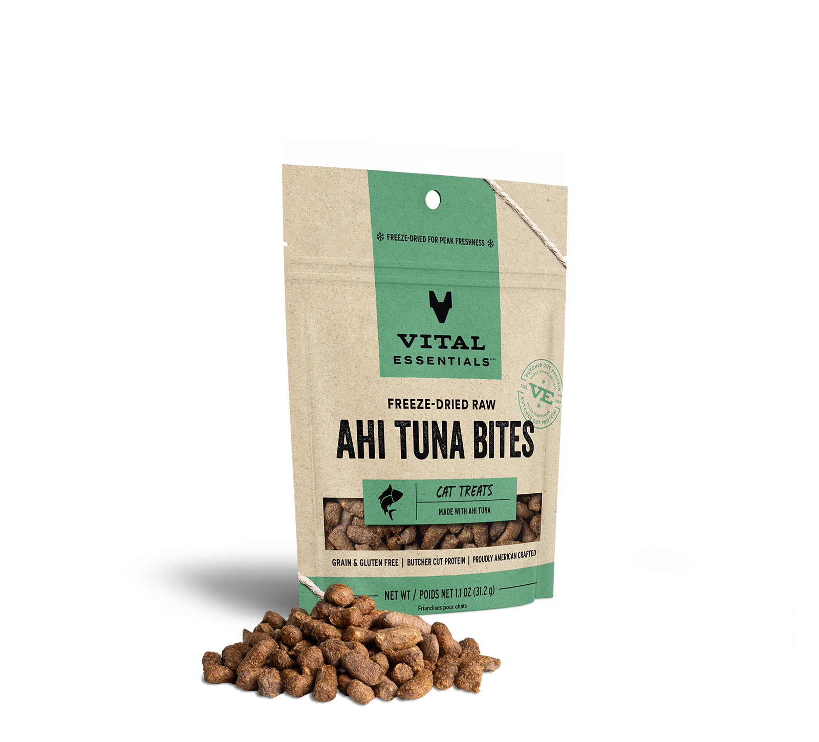 Vital Essentials Freeze-Dried Ahi Tuna Bites Cat Treats, 1.1 oz - Treats