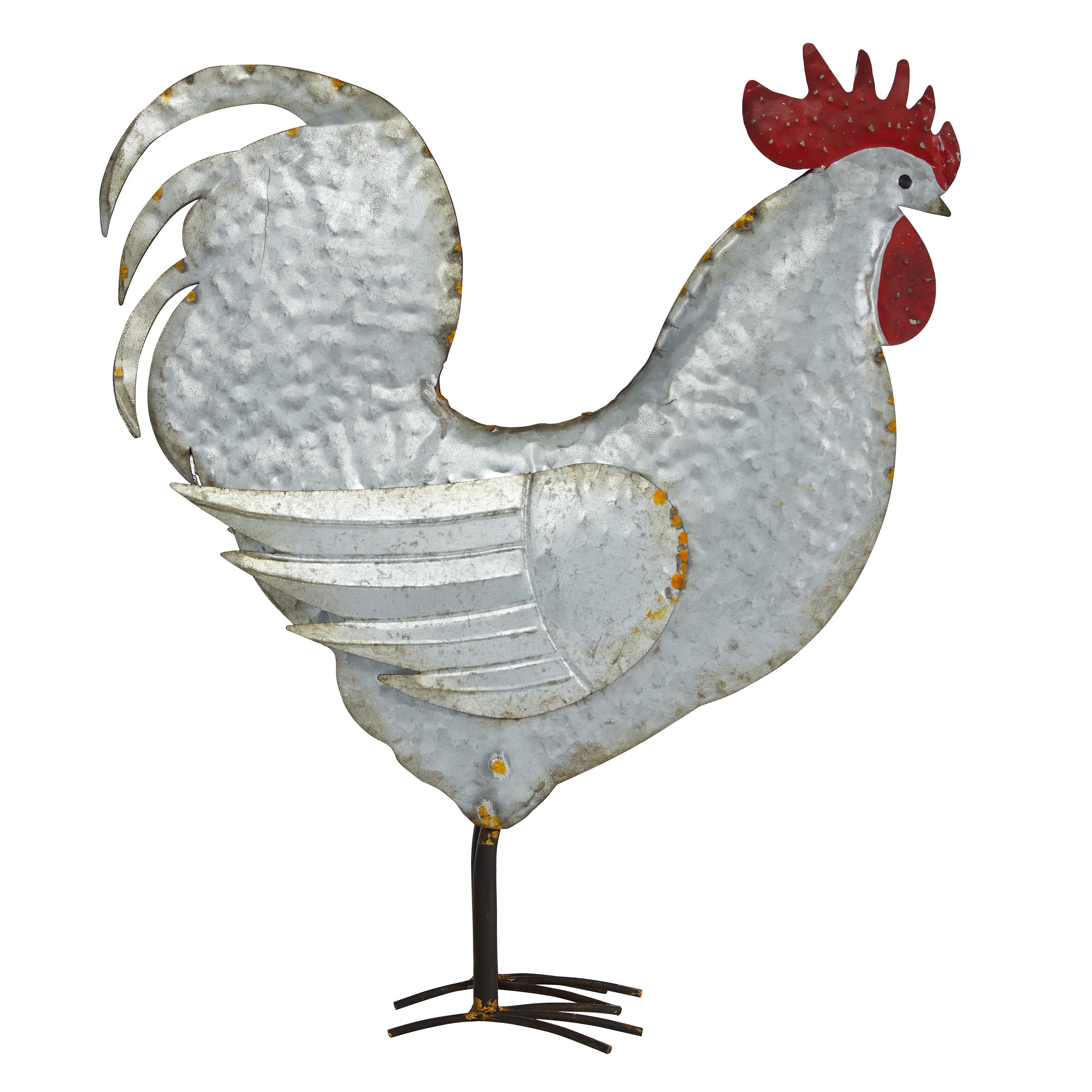 Farmhouse Hammered Metal Rooster Table Decor,  17" x 20"