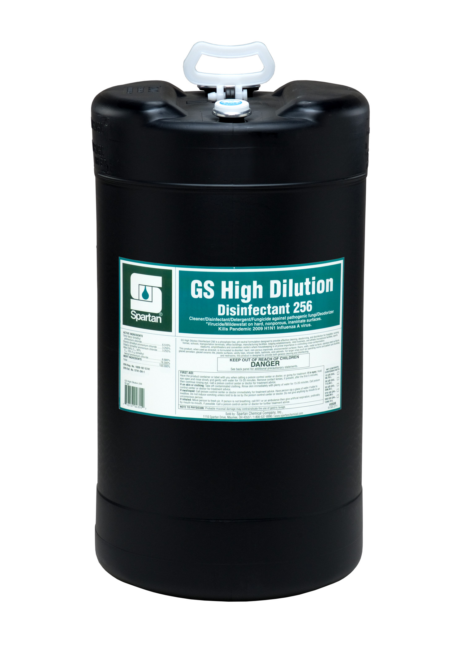 Spartan Chemical Company GS High Dilution Disinfectant 256, 15 GAL DRUM