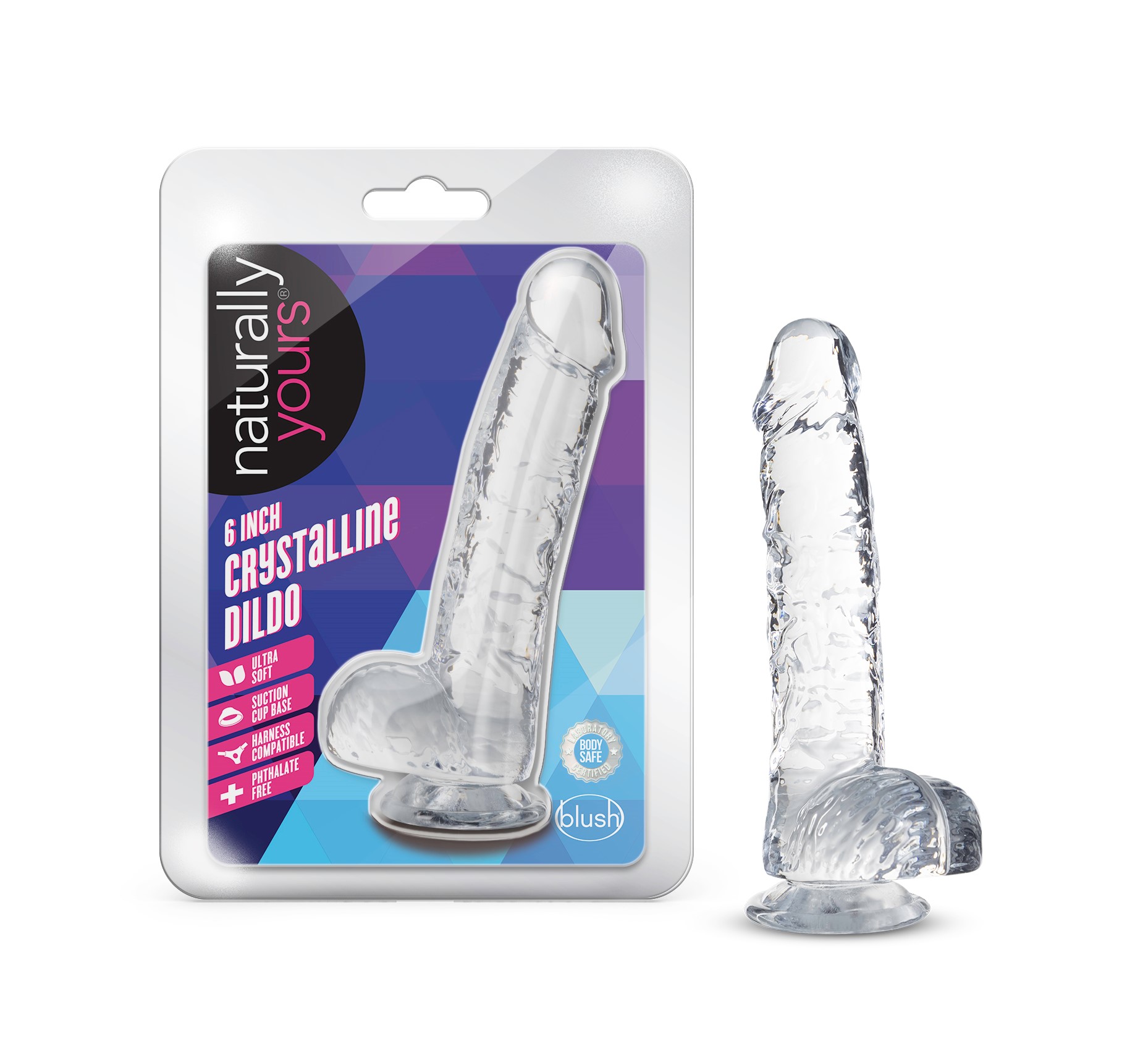 Blush Naturally Yours Realistic Diamond 6-Inch Long Dildo With Balls & Suction Cup Base