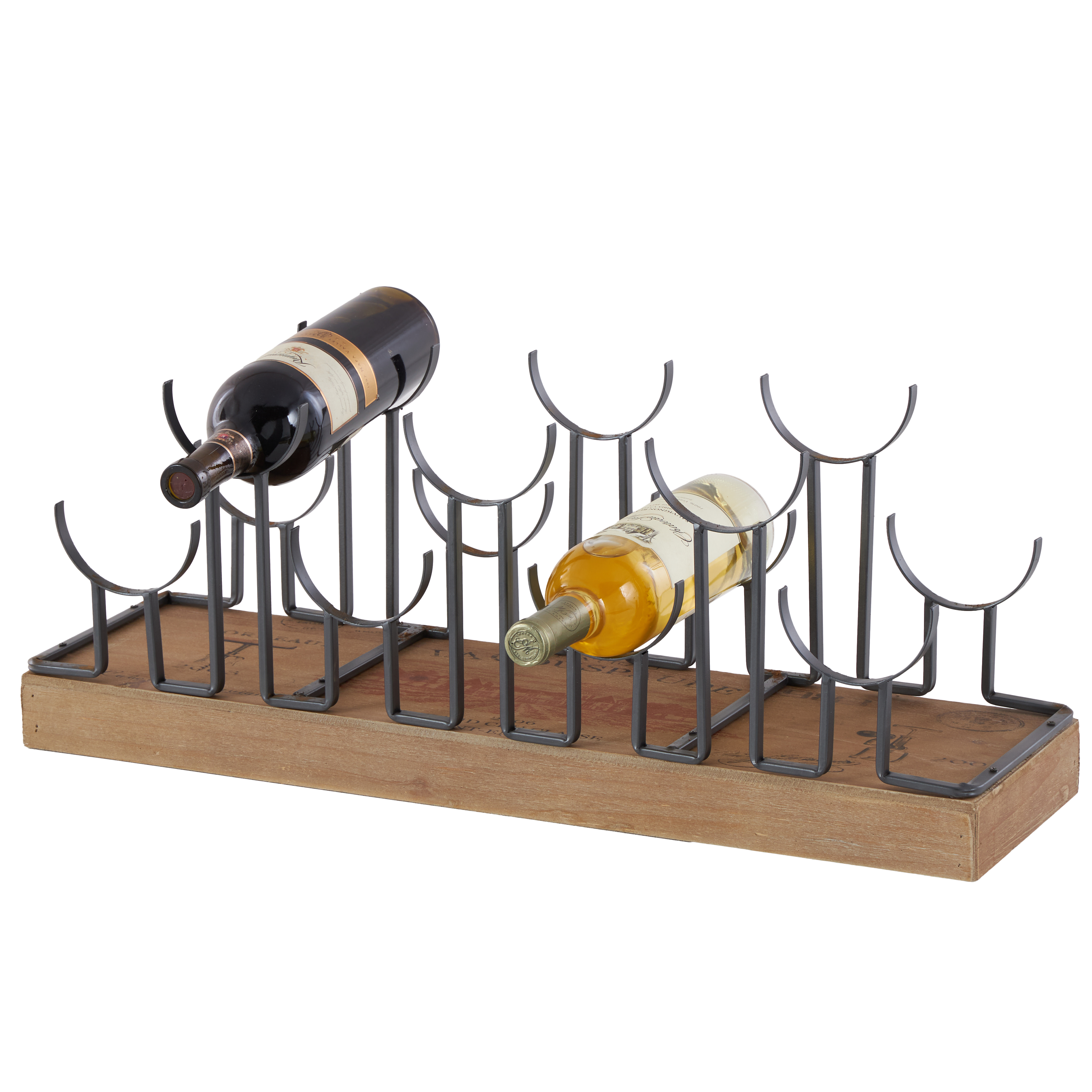 Brown Metal  7 Bottle Wine Rack, 26" x 7" x 10"
