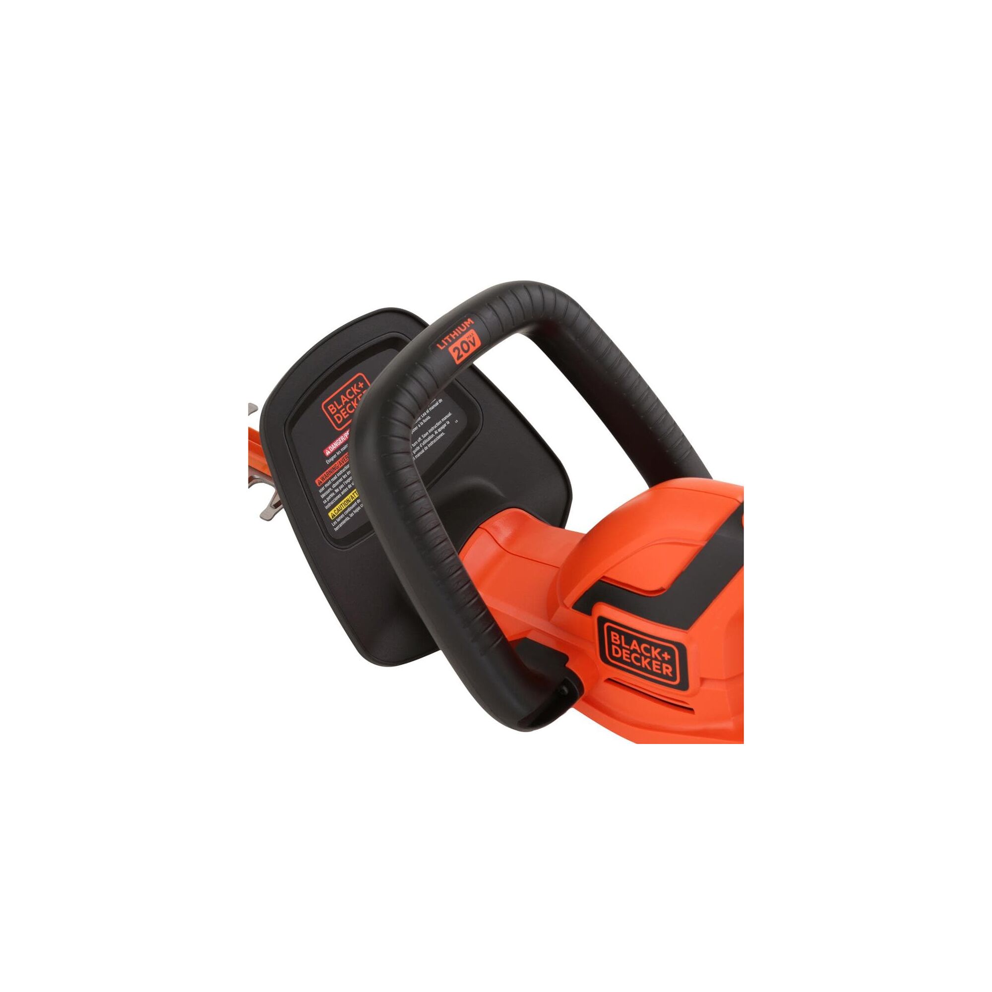 Close up of key feature on the BLACK+DECKER hedge trimmer