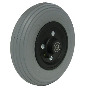 Caster Assembly with Ribbed Pneumatic Tire, Grey, 8 x 2 Inch