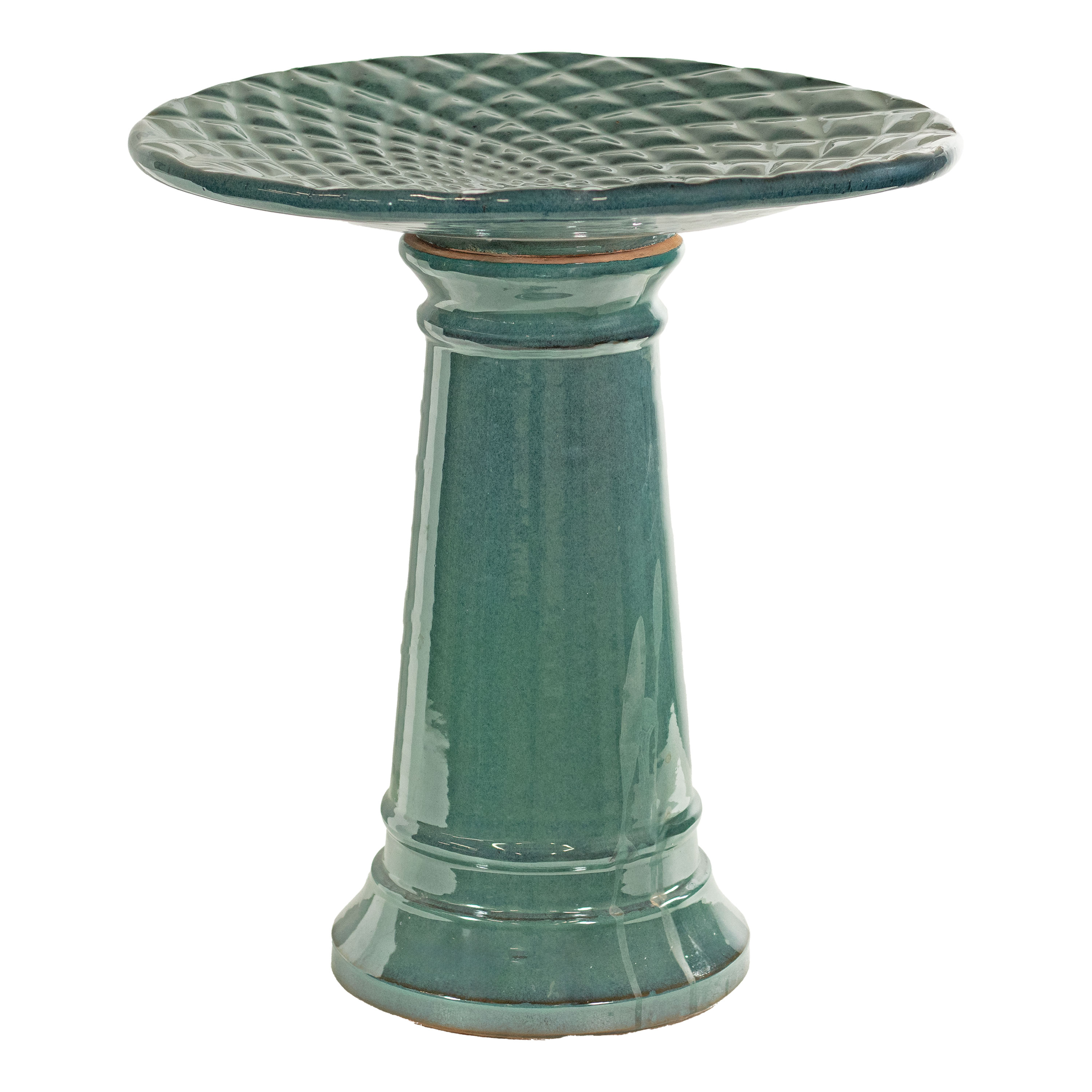 Rennes Glazed Ceramic Bird Bath - Turquoise