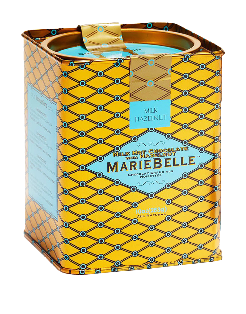 MARIEBELLE MILK CHOCOLATE HAZELNUT HOT CHOCOLATE TIN