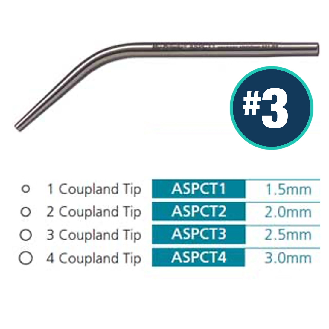 Suction Tip Coupland Sz 3 2.5mm Opening 4" 10cm
