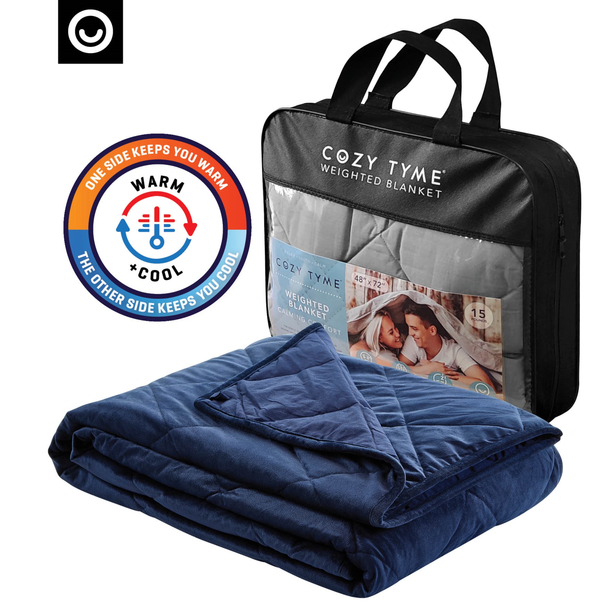 Cozy Tyme Navy Front: 100% Polyester, Back: 100% Cotton Throws 8 Pound Calm Sleeping