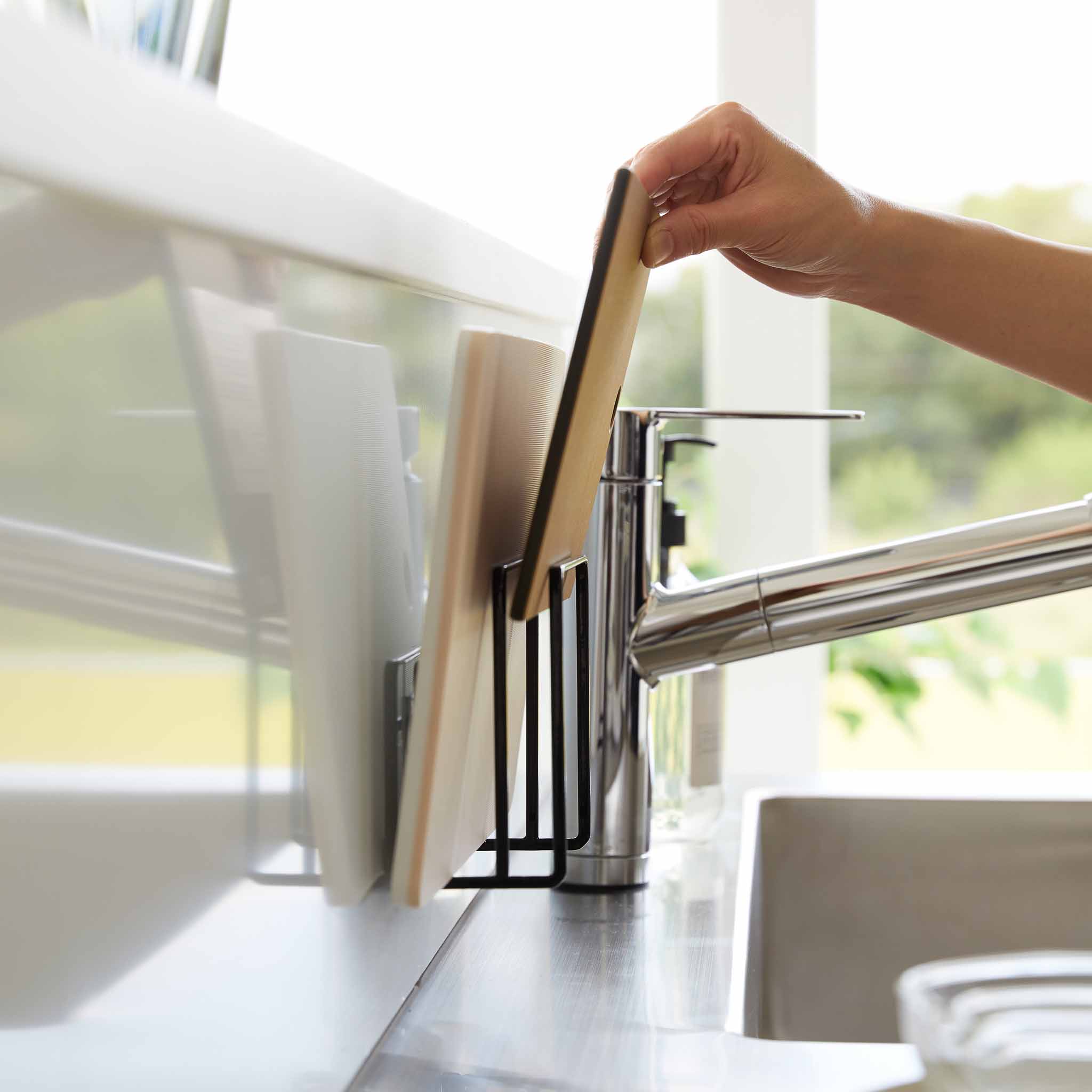 Film Hook Cutting Board Holder : Two Compartments