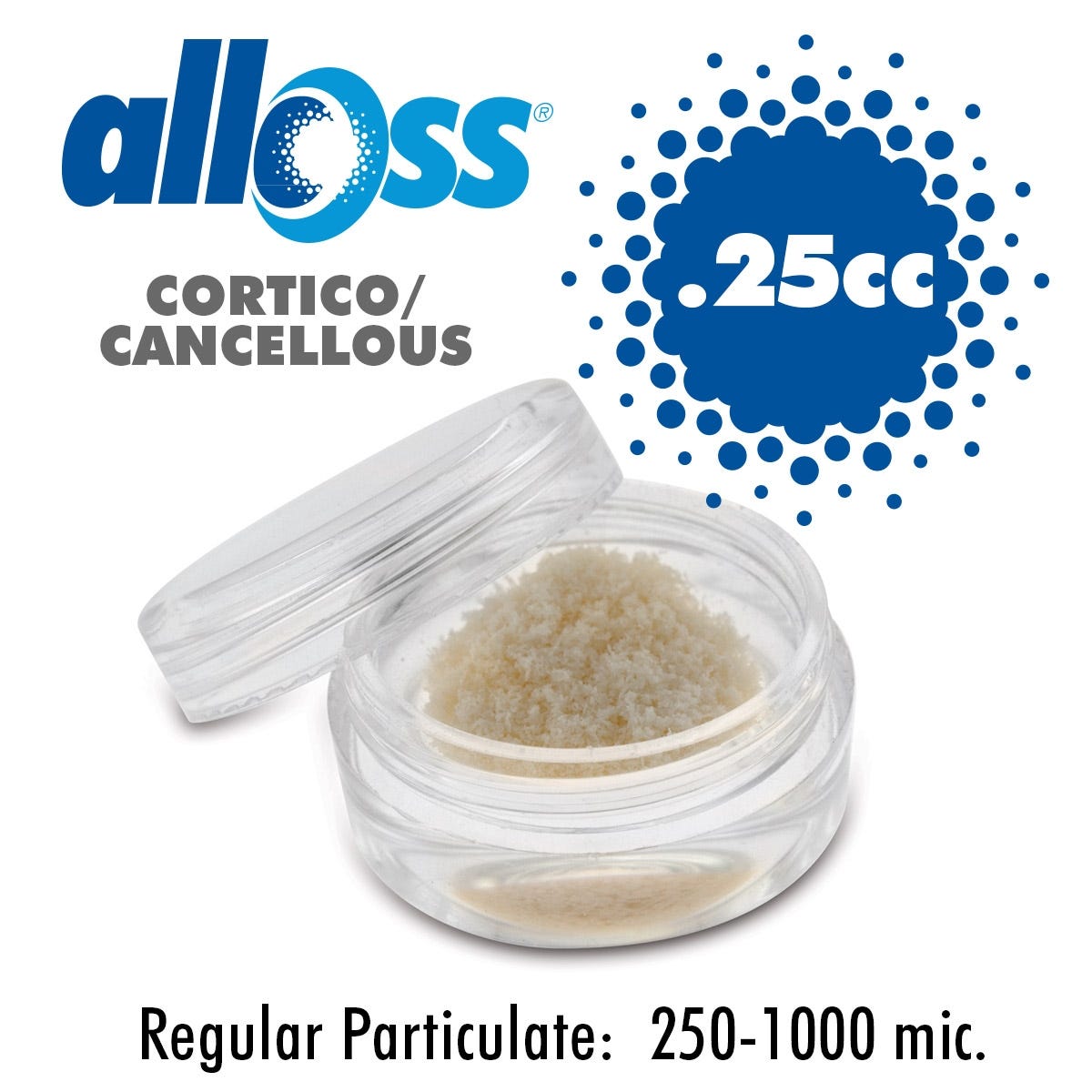 alloOss® 50/50 Cortico/Cancellous Particulate 250-1000um (.25cc)