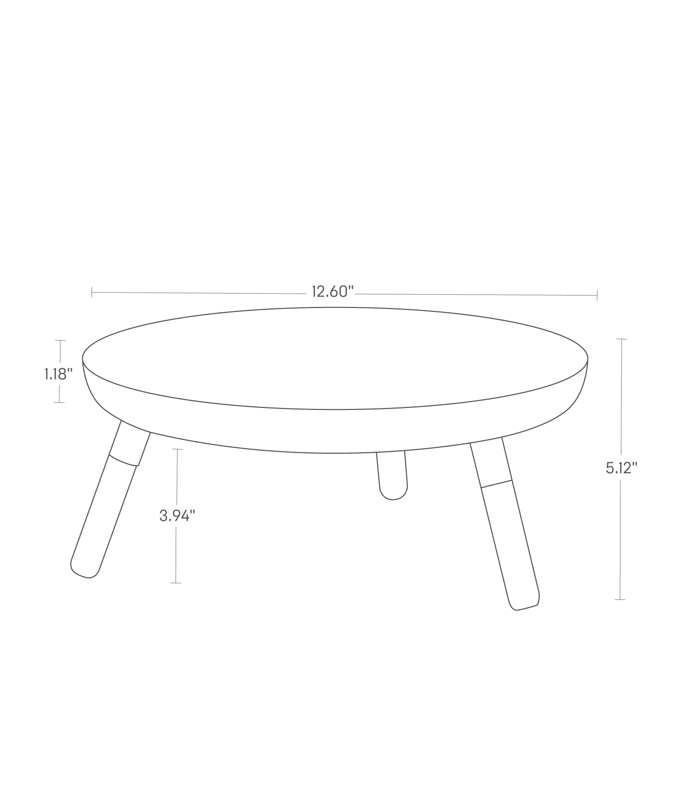 Dimension image for Countertop Pedestal Tray showing total height of 5.12